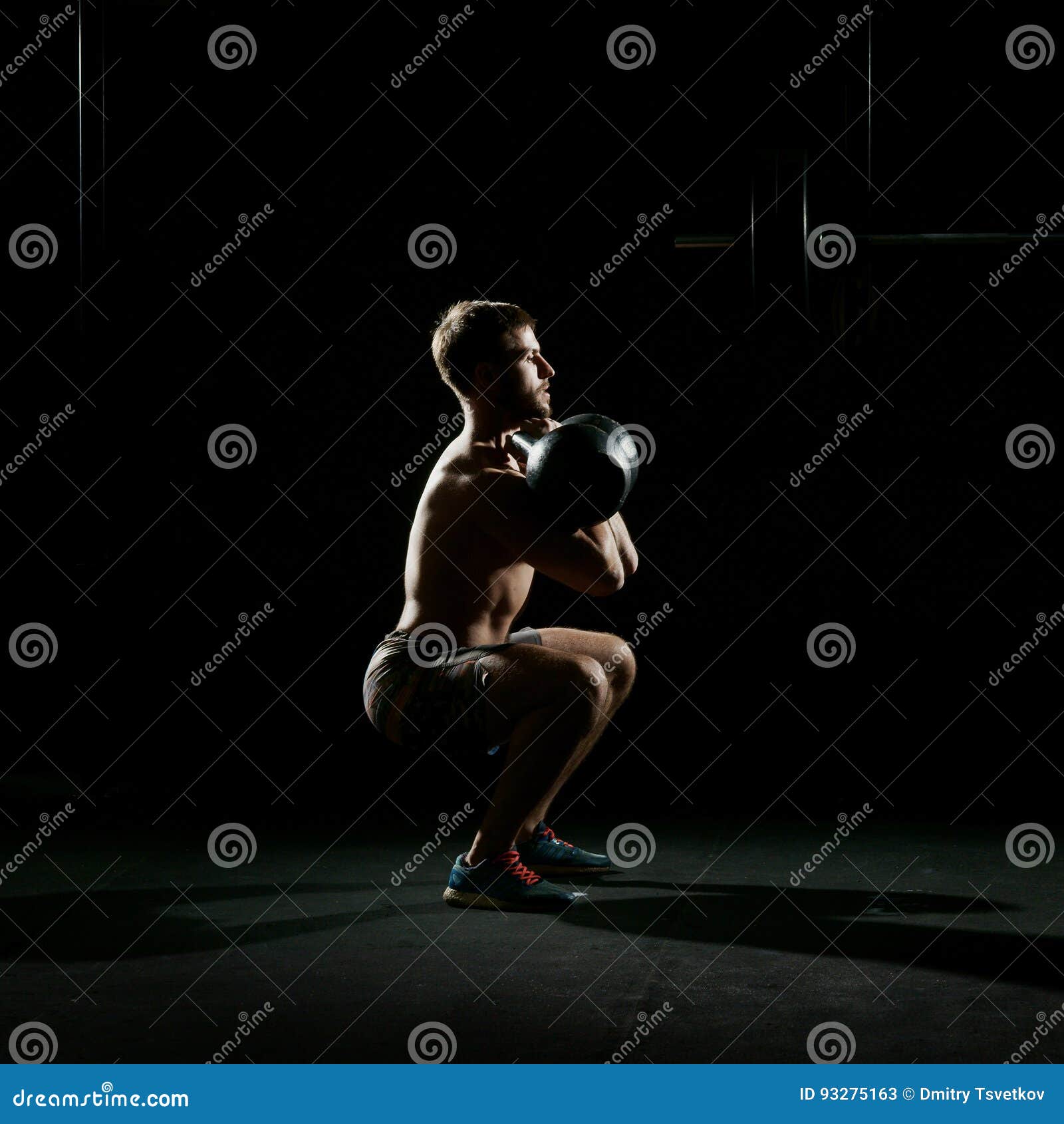 Fitness Training. Man Doing Sit Ups with Weights Stock Image Image of