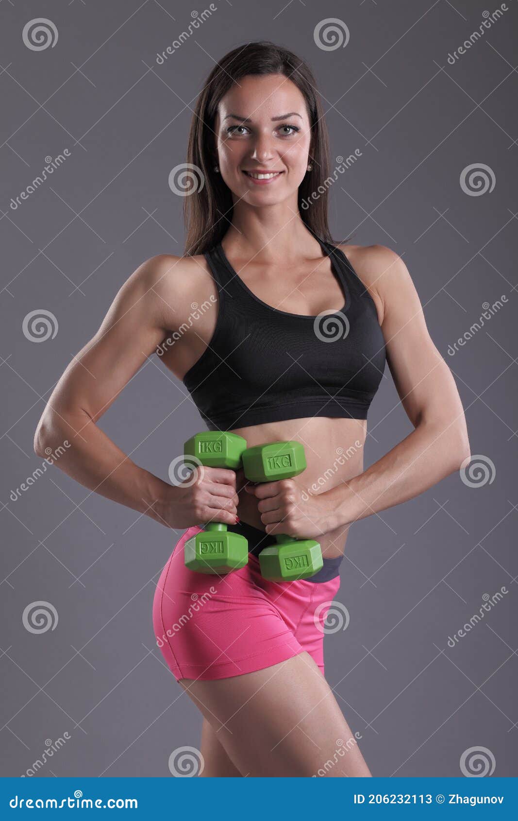Fitness Woman In Doing Exercises With Dumbells Stock Image Image Of Naked Lifting 206232113 