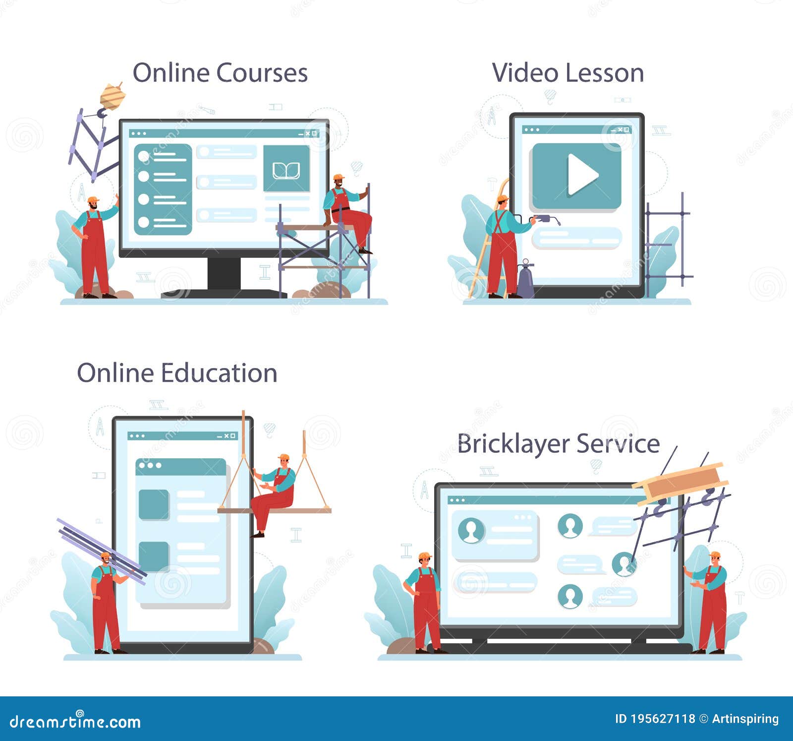 Fitter or Installer Online Service or Platform Set. Industrial Builder