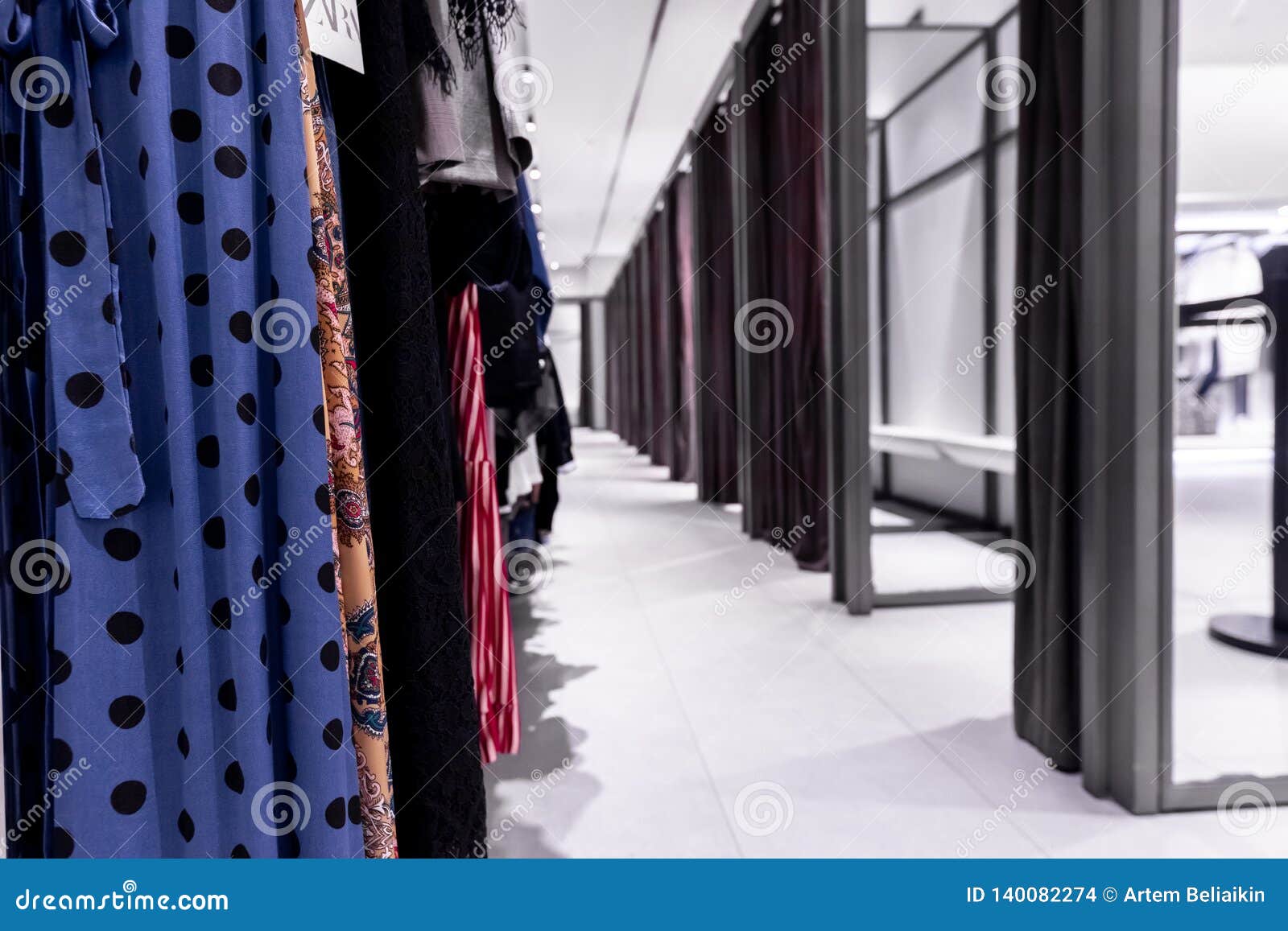 fitting room in the shopping mall. fashion store on bali island.