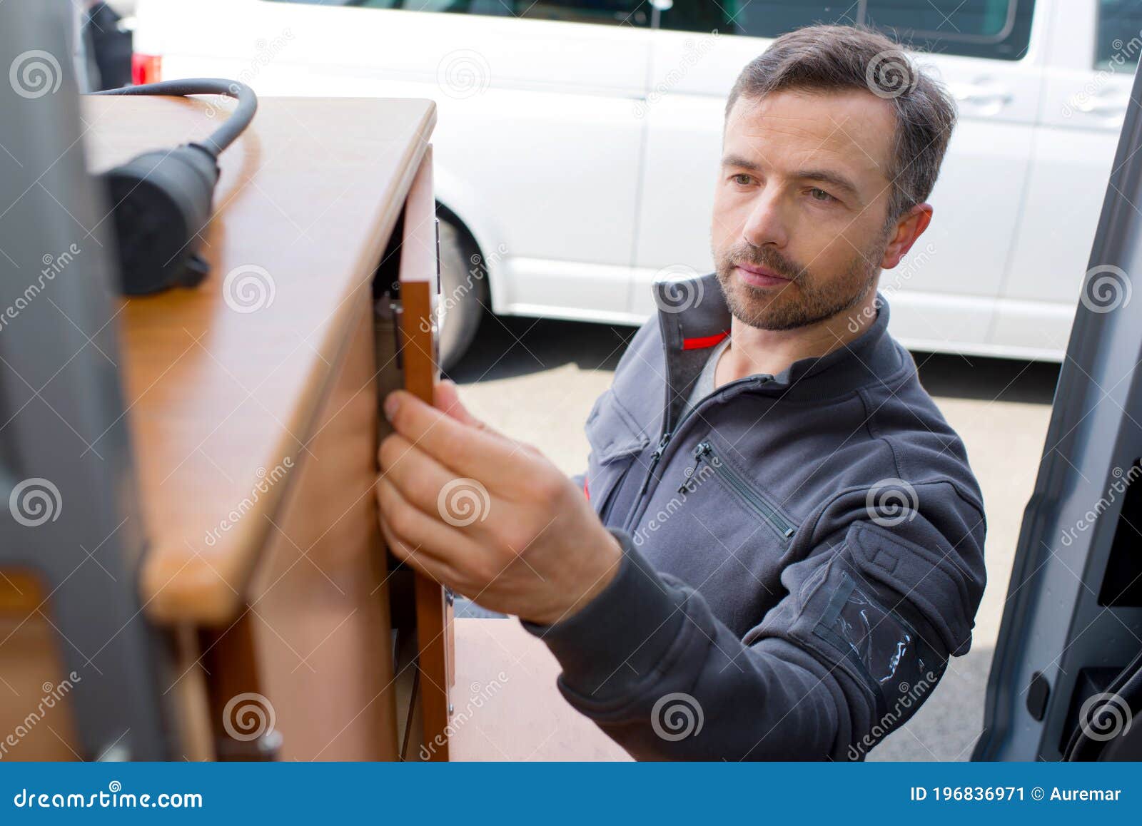 Fitting Wardrobe Hinge Doors in Kitchen Stock Image Image of