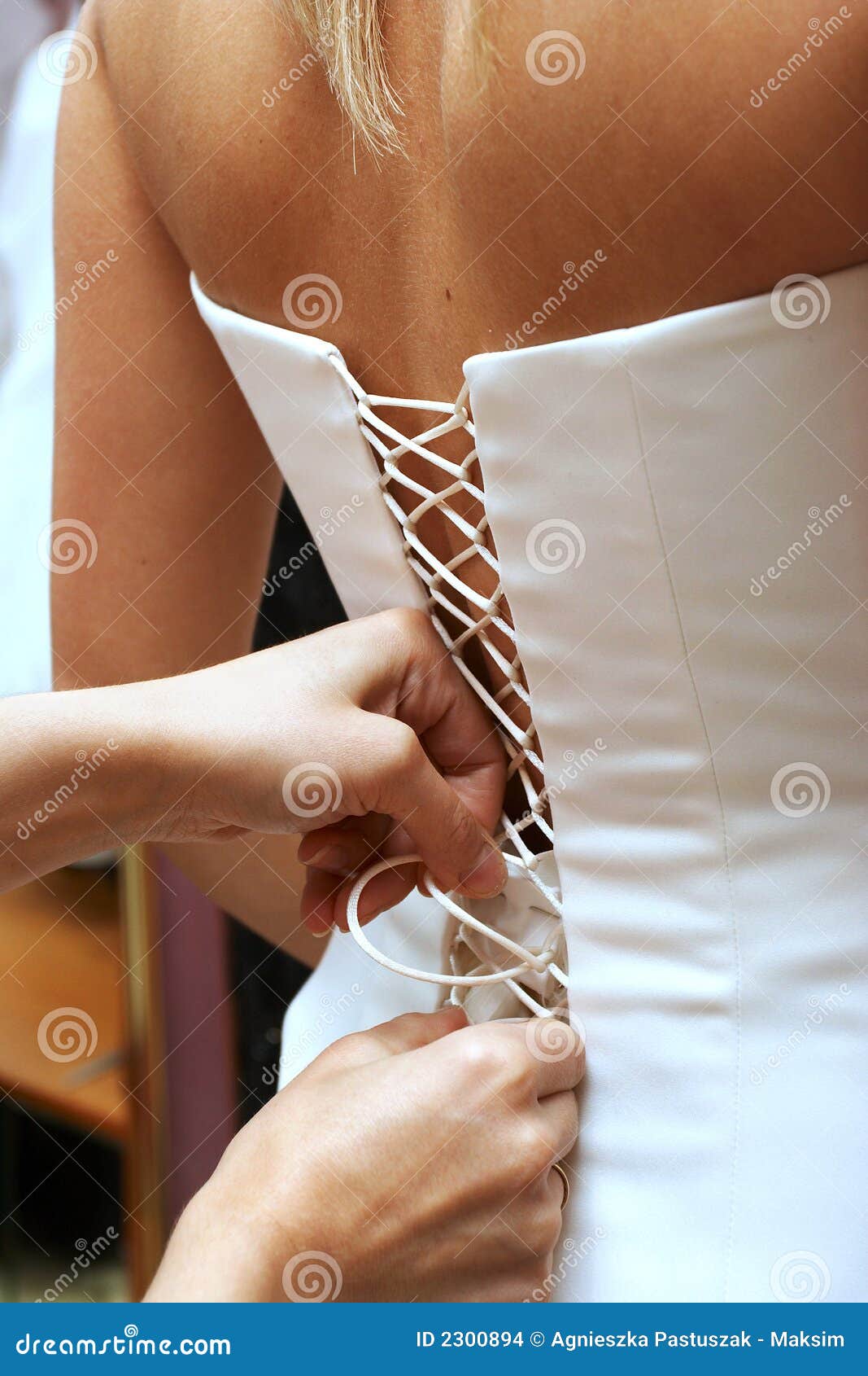 Fitting of wedding dress stock photo. Image of women, gown 2300894