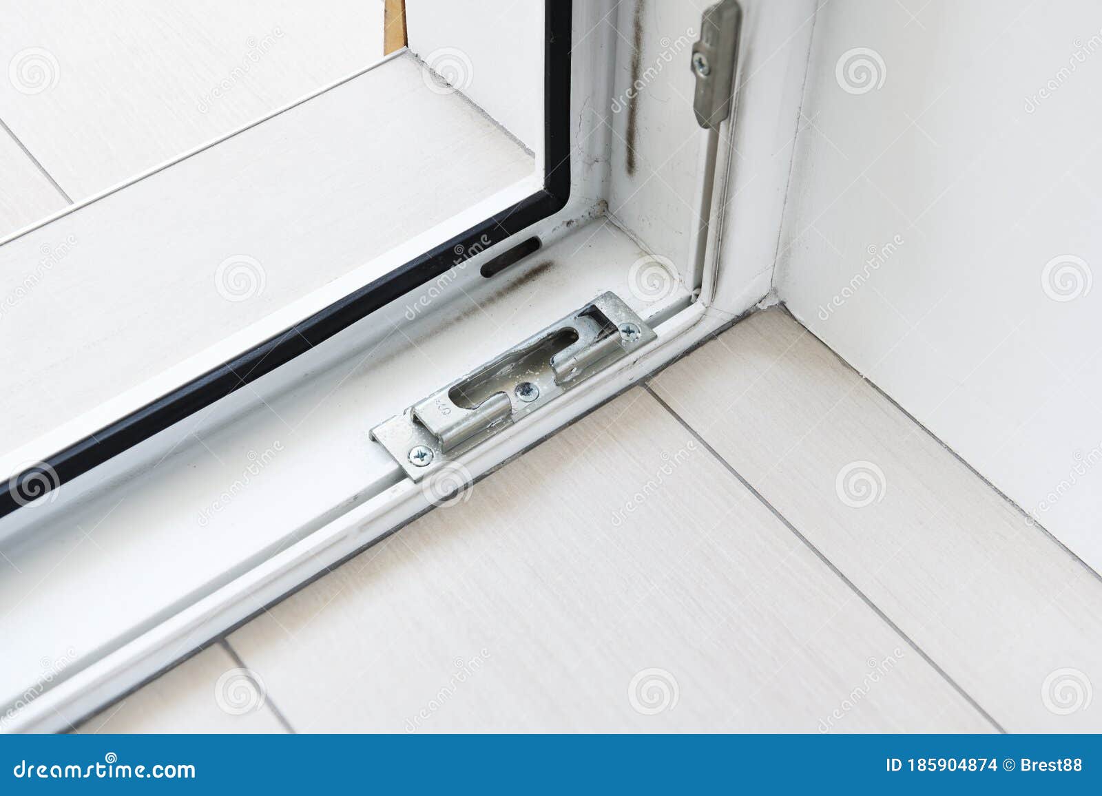 Fittings Closeup in PVC Plastic Doors. a Stuck Plastic Door Does Not