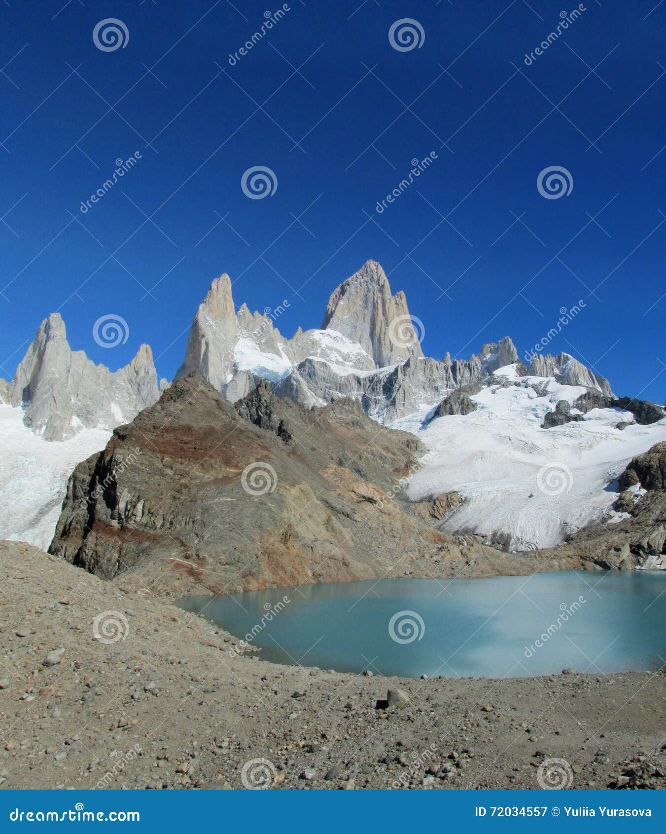 Fitz Roy mountain and lake stock image. Image of cloud - 72034557