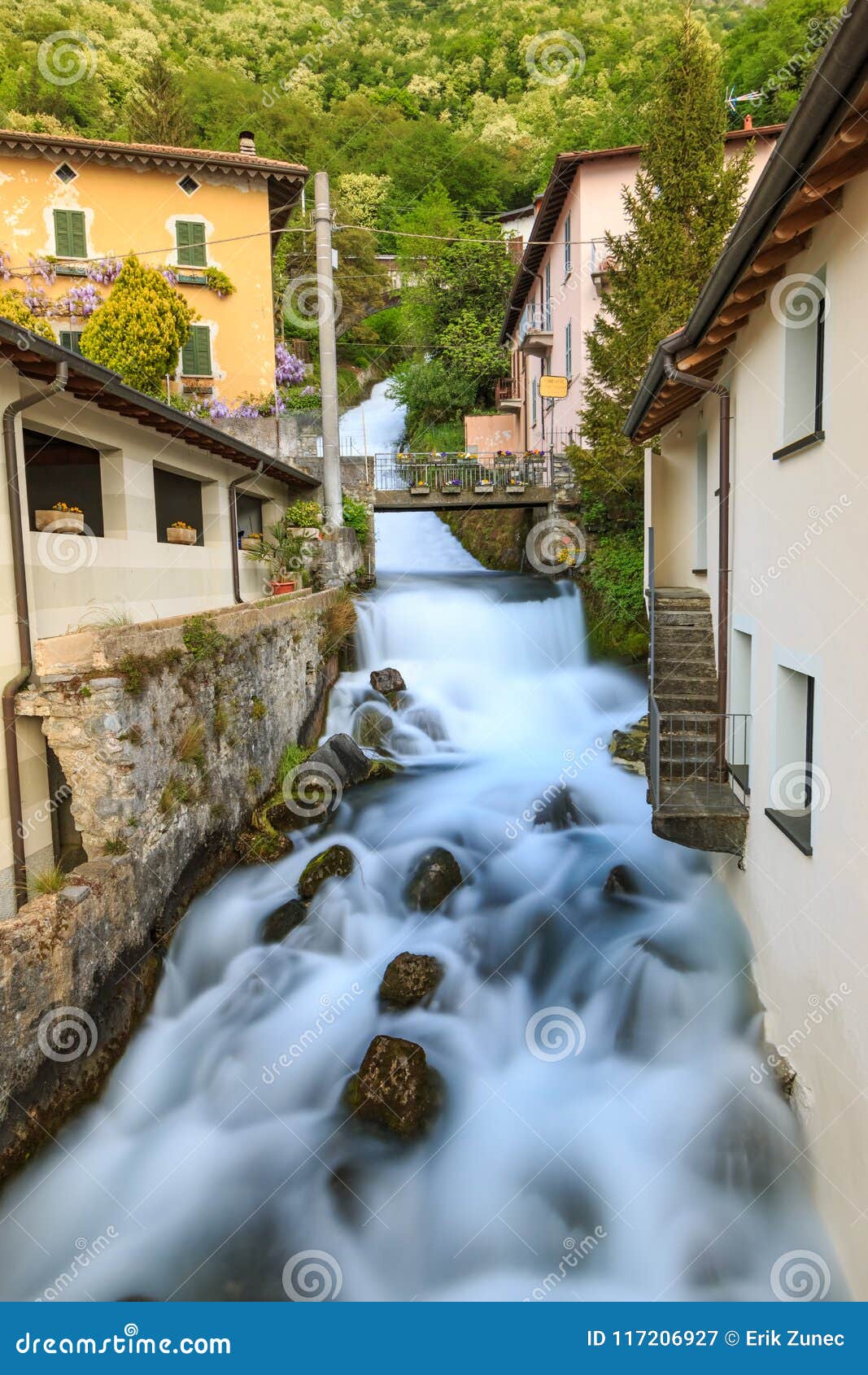 fiumilatte sergio river flowing through the village