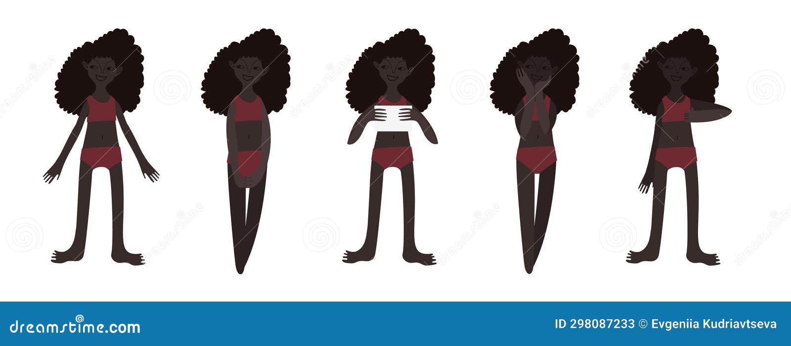 Set Of Five African Giraffes In Different Posings Royalty-Free
