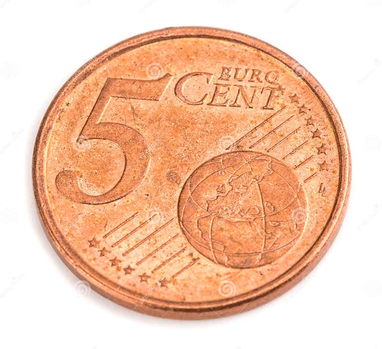 Five Cents on a White Background Stock Photo - Image of cent, cents ...