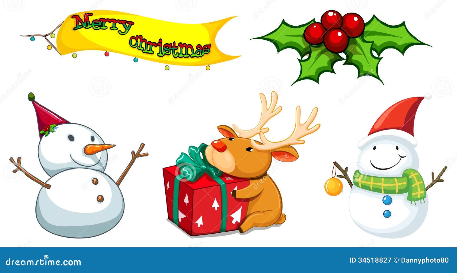 Five christmas symbols stock vector. Illustration of drawing - 34518827