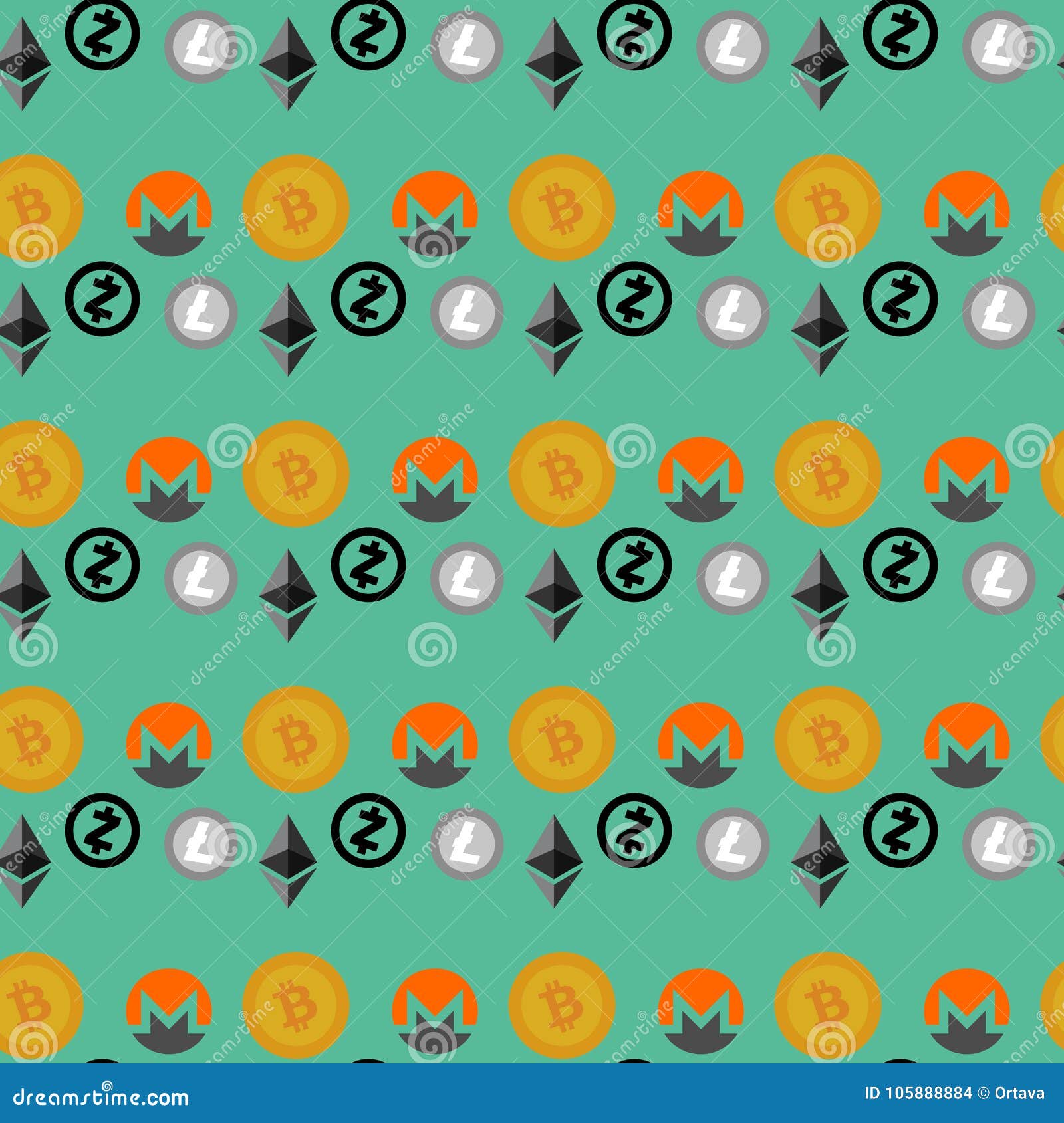 Cryptocurrencies Seamless Pattern Stock Vector ...