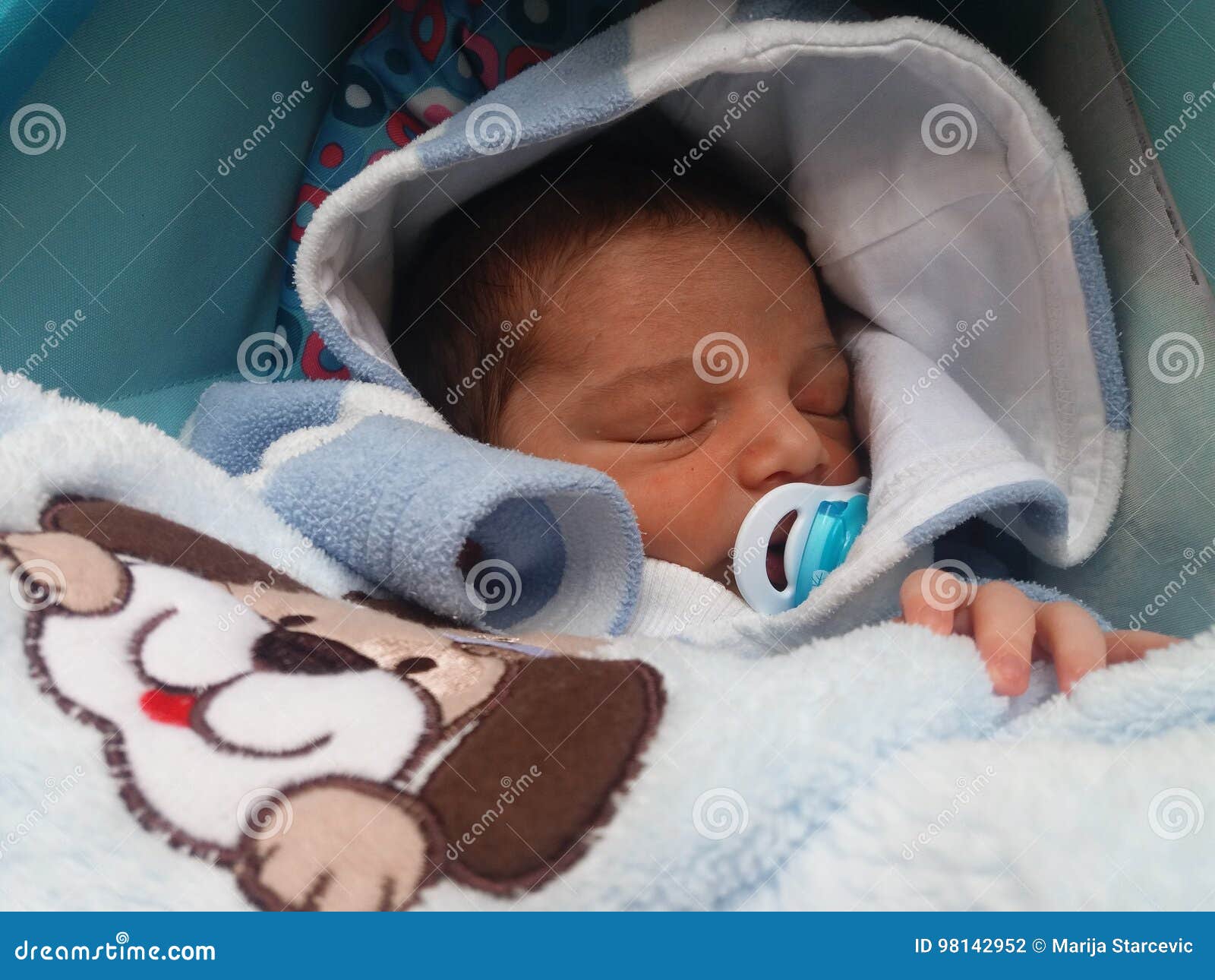 Five Days Old Baby Boy Sleeping Stock Photo Image of