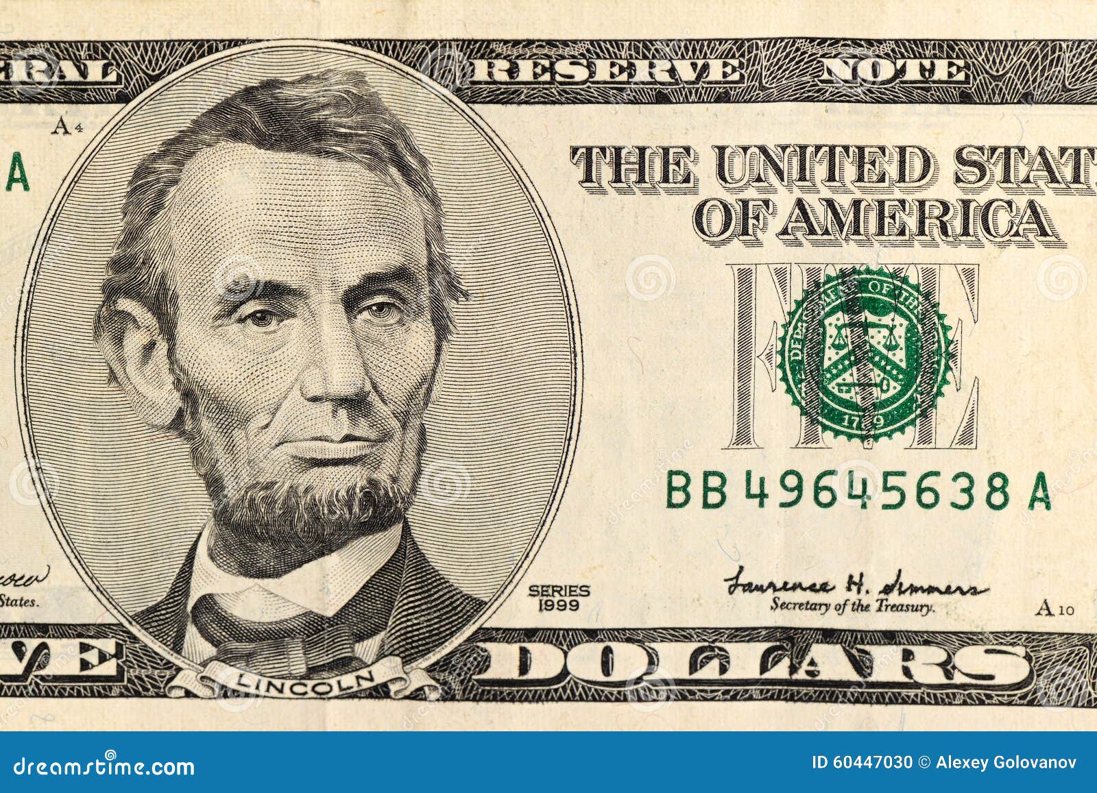 Fivedollar closeup stock photo. Image of copy, dream 60447030