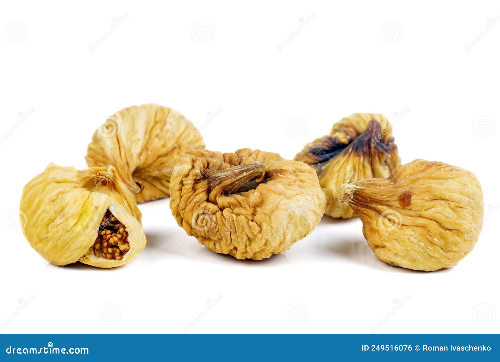 Five Dried Figs Isolated on a White Stock Photo Image of closeup