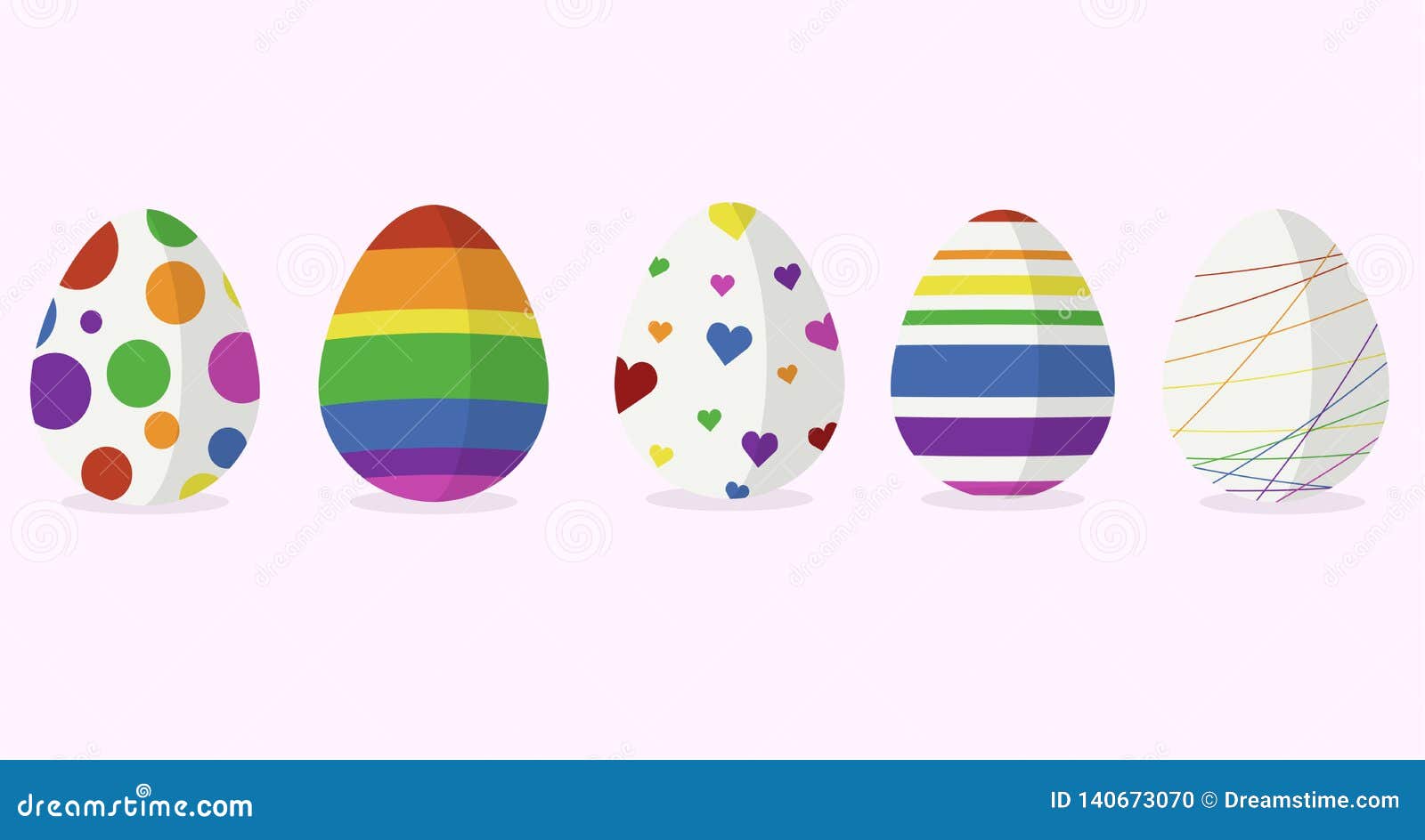 Five Easter Egg Designs in Rainbow Color Stock Vector Illustration of