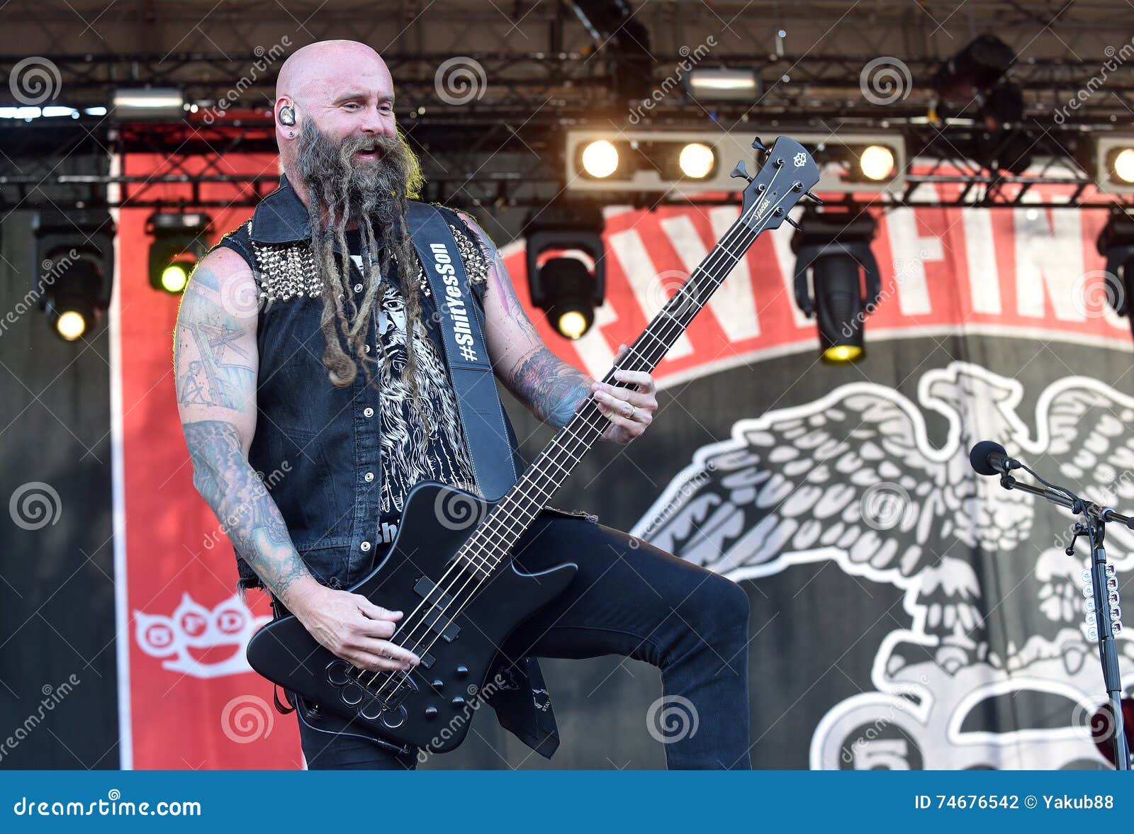 Bguitarist Chris Kael Of Five Finger Punch During Performance At Festival Rock For People In Hradec Kralove Czech Republic July 4 2016 Bguitarist Chris Kael Of Five Finger Punch During Performance At Festival Rock For People In Hradec Kralove Czech Republic July 4 2016