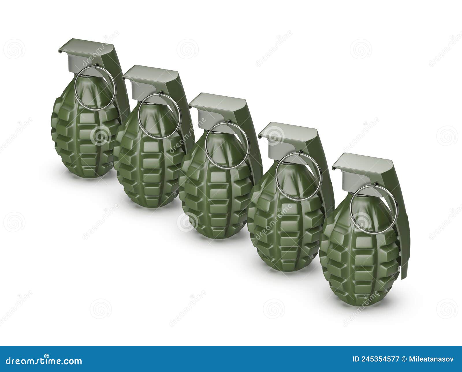 five fragmentation hand grenades