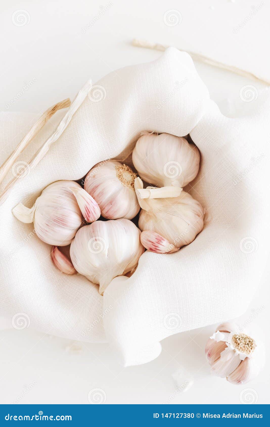 Five Garlic Cloves in a Small Basket Stock Photo Image of flavor