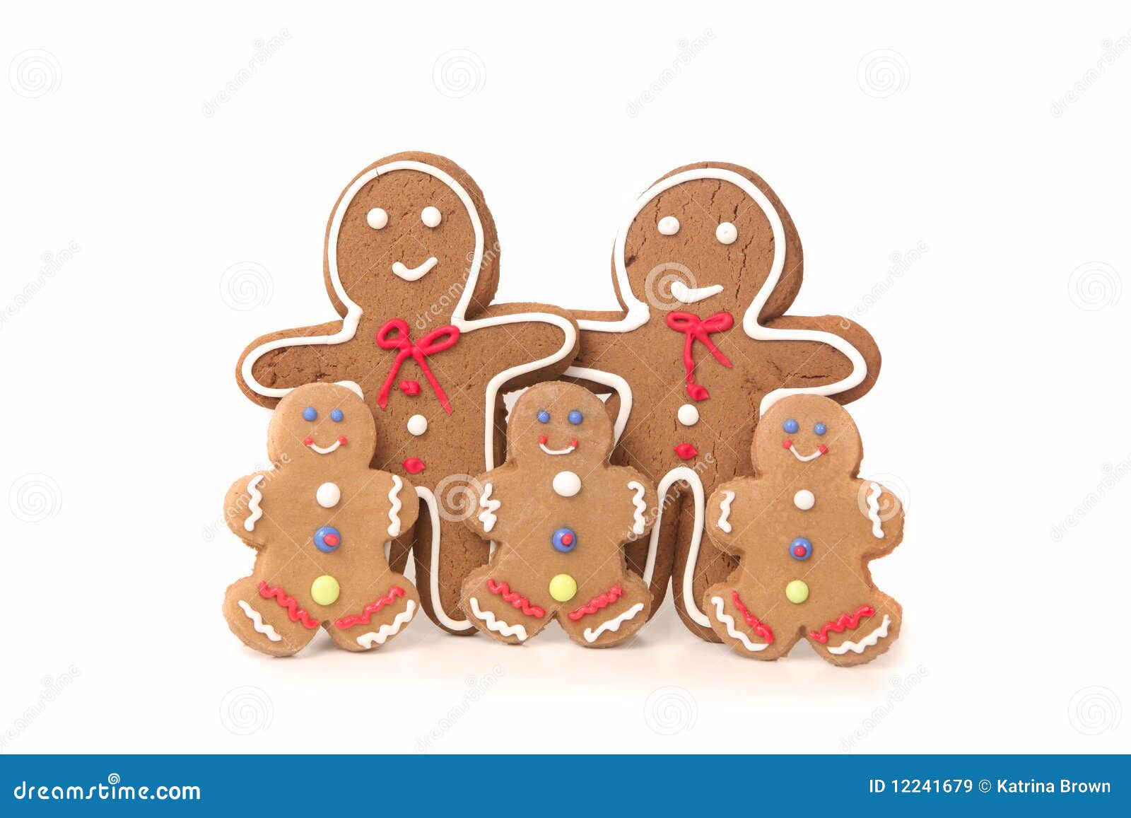 Five Gingerbread People Against a White Background Stock Image Image