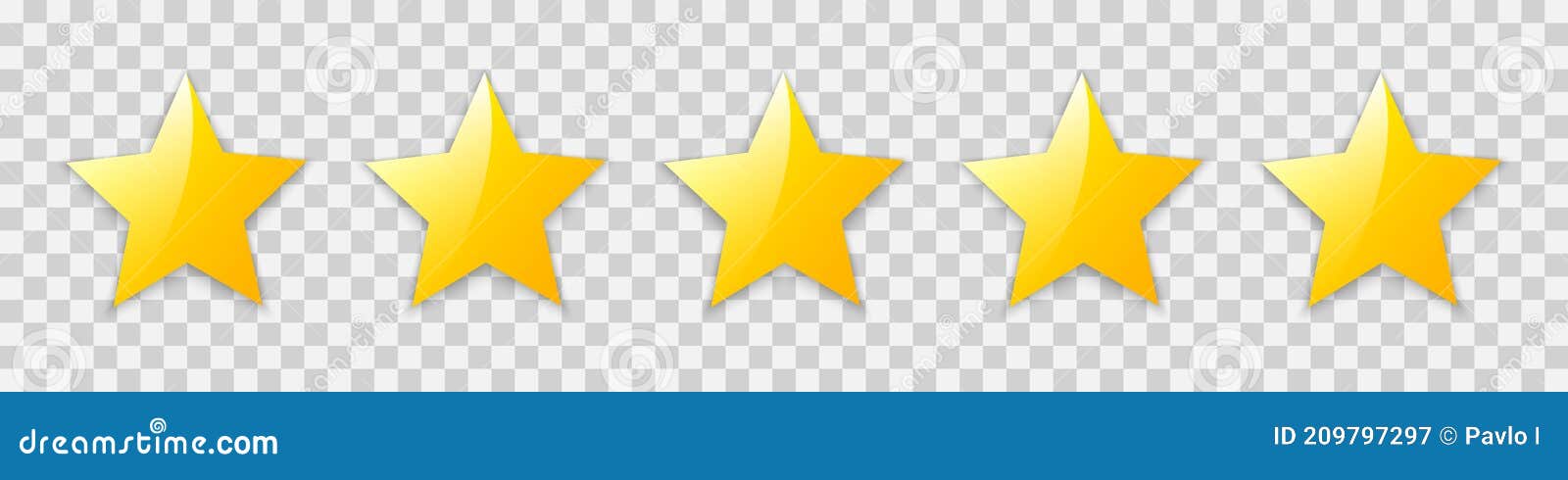 Five Golden Stars Isolated Rating Product Review Signs Customer