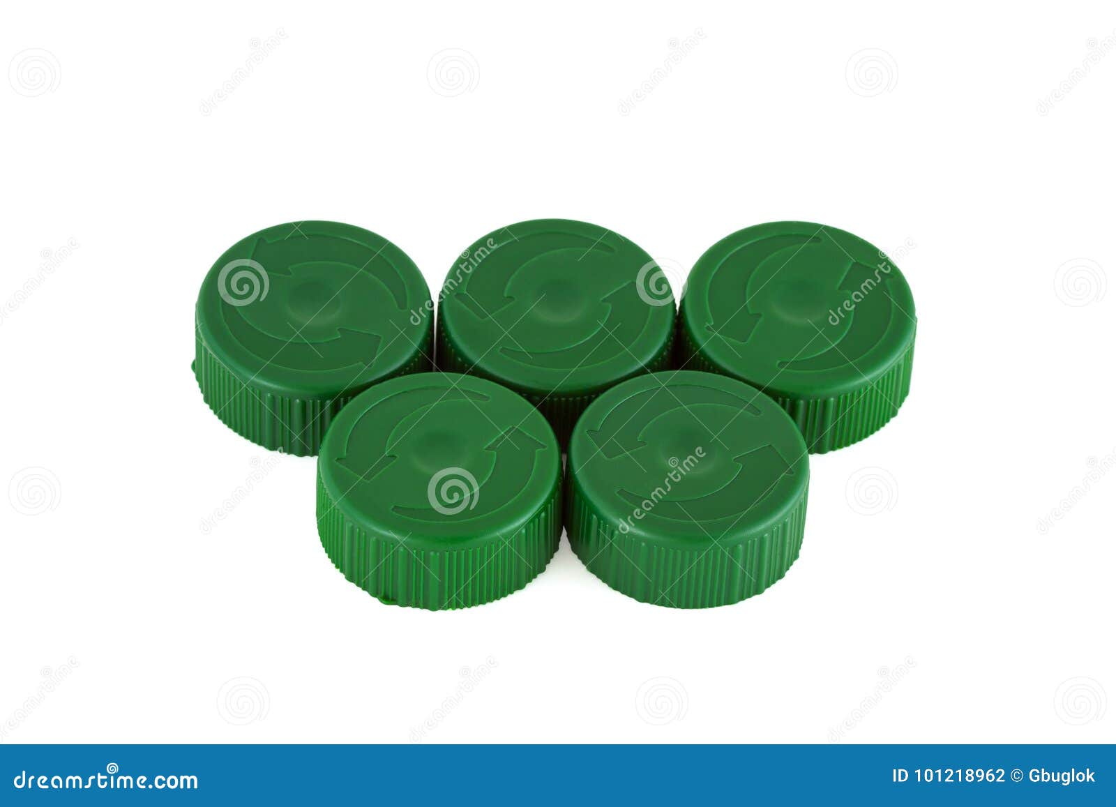 Five Green Plastic Bottle Caps Stock Photo Image of bottle, trash