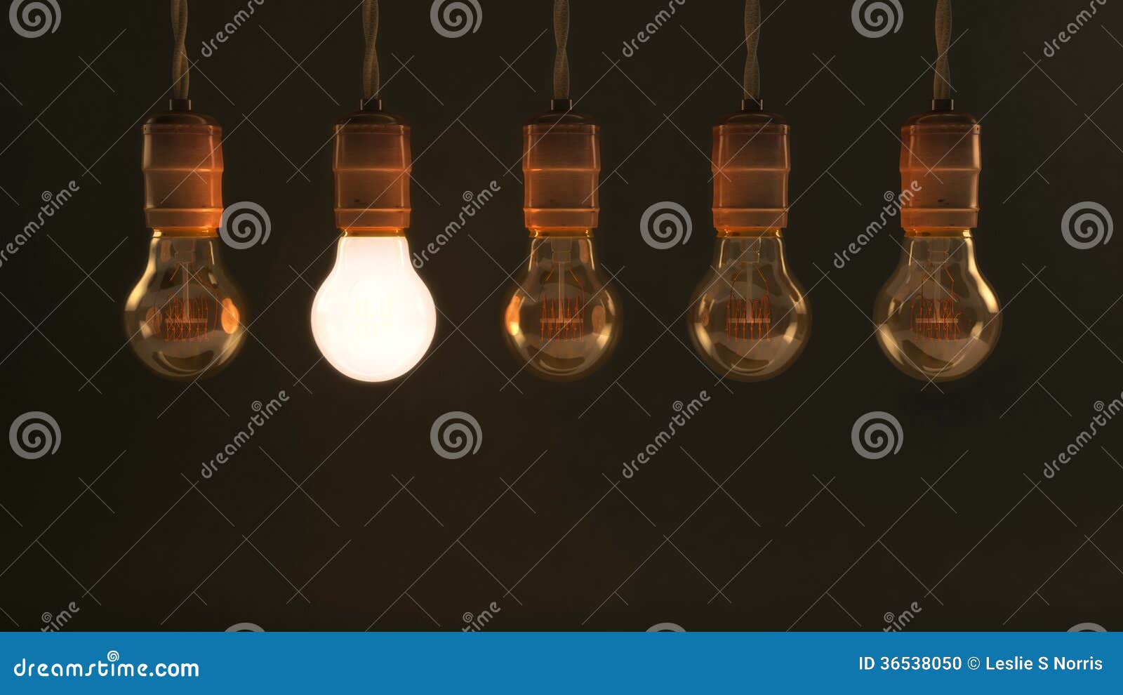 five hanging vintage incandescent light bulbs