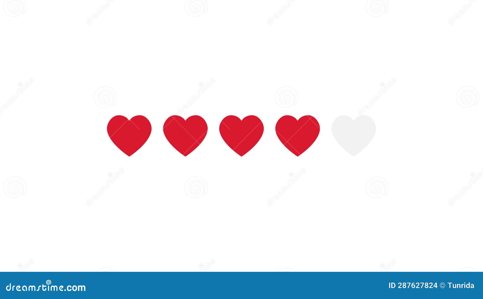 Five Hearts Rating Animation on White Background. Stock Footage Video