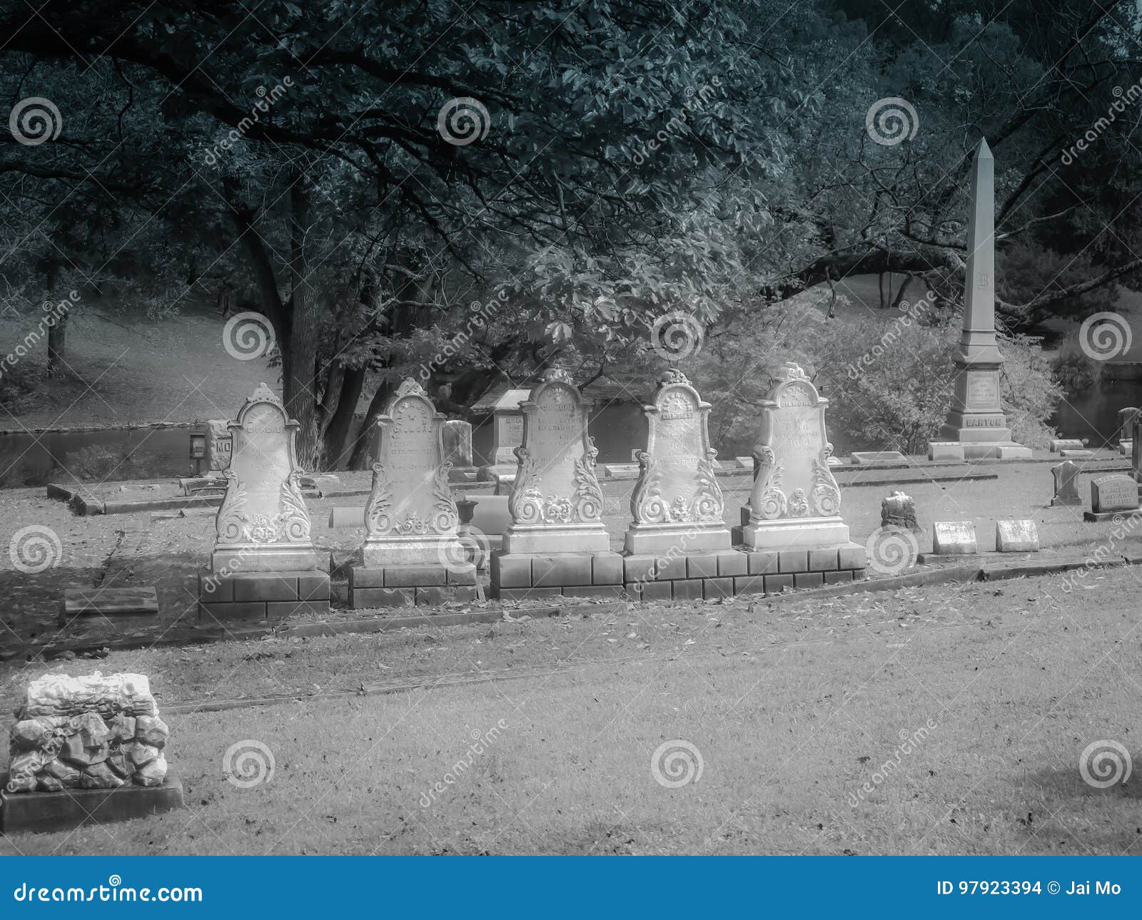 Five Identical Headstones Kentucky Cemetery Stock Photo Image of
