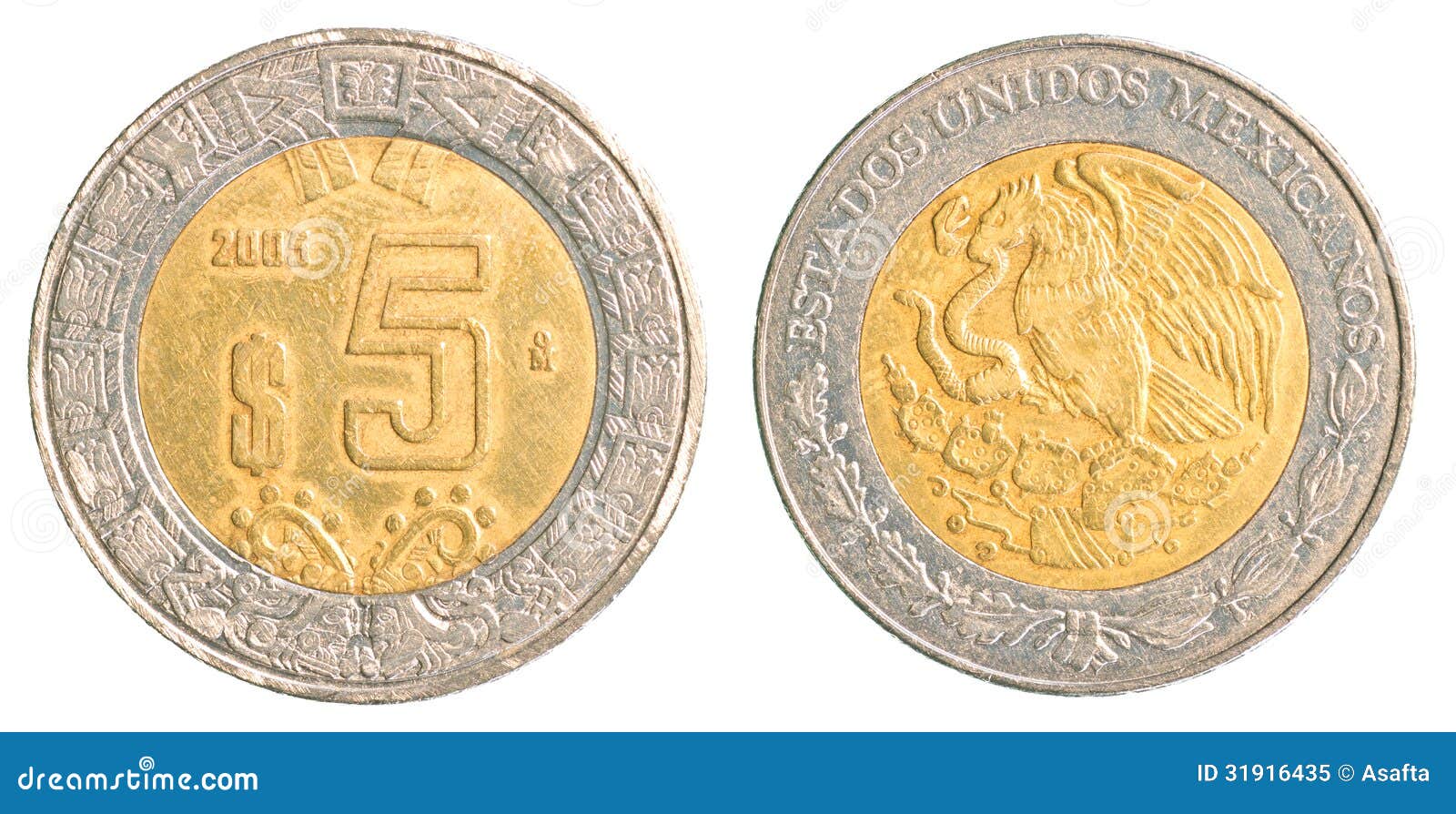 five mexican peso coin