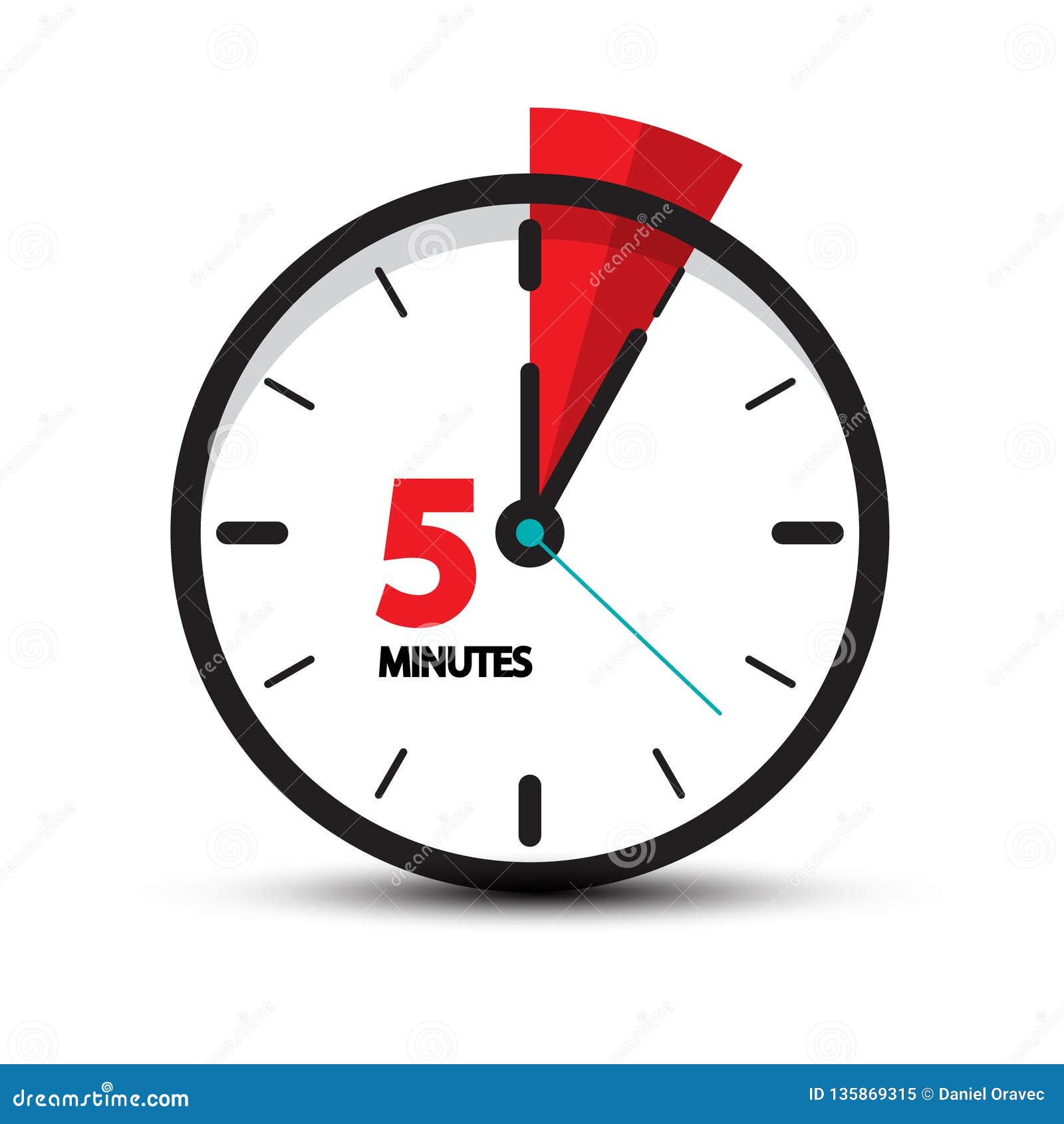 Five Minutes Clock Icon Isolated Stock Illustration - Illustration of