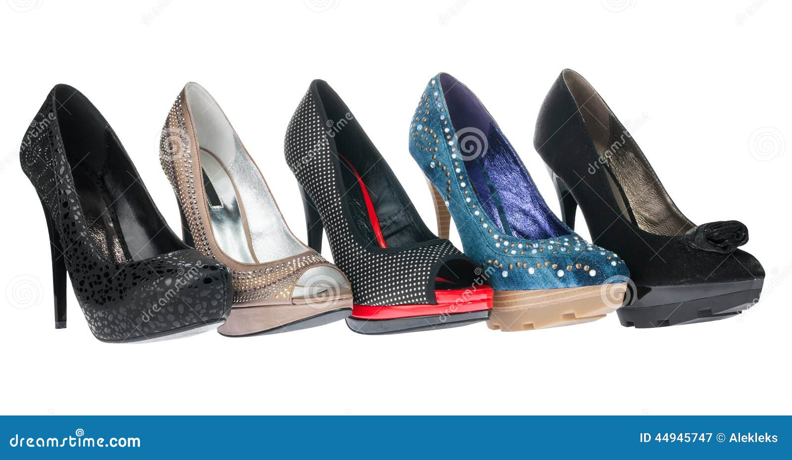 Five Pair Shoes of High Heels Stock Image Image of background