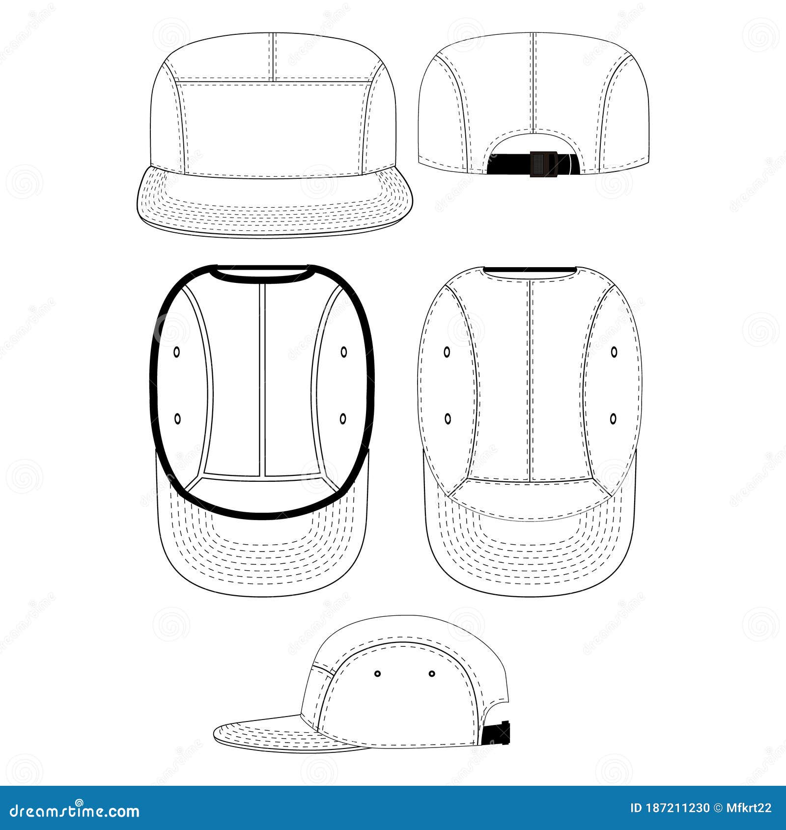 Types of male classic hats - vector thin line icon set Stock