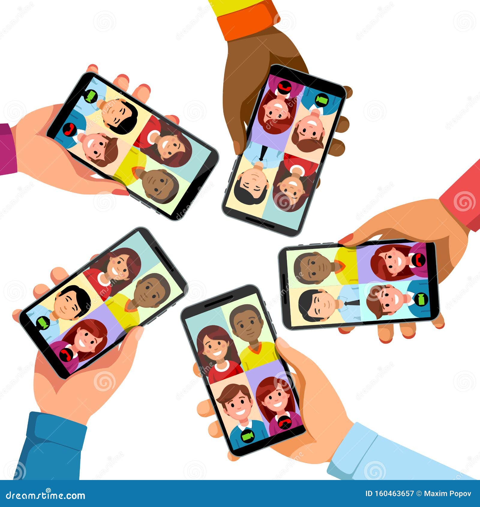 Group friends chatting online video call Vector Image