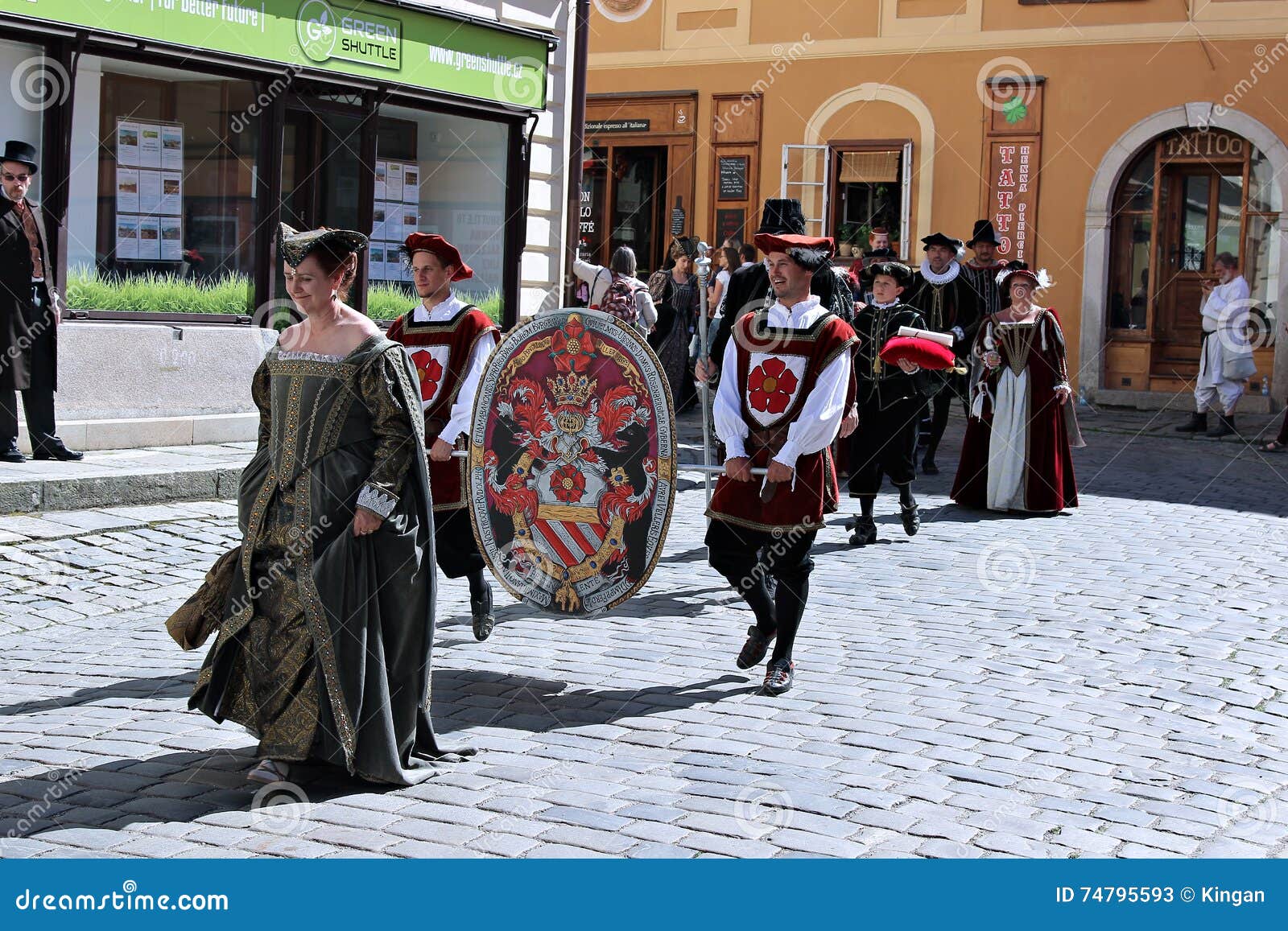 Five-petalled Rose Festival on Bystreet in Cesky Krumlov Editorial ...