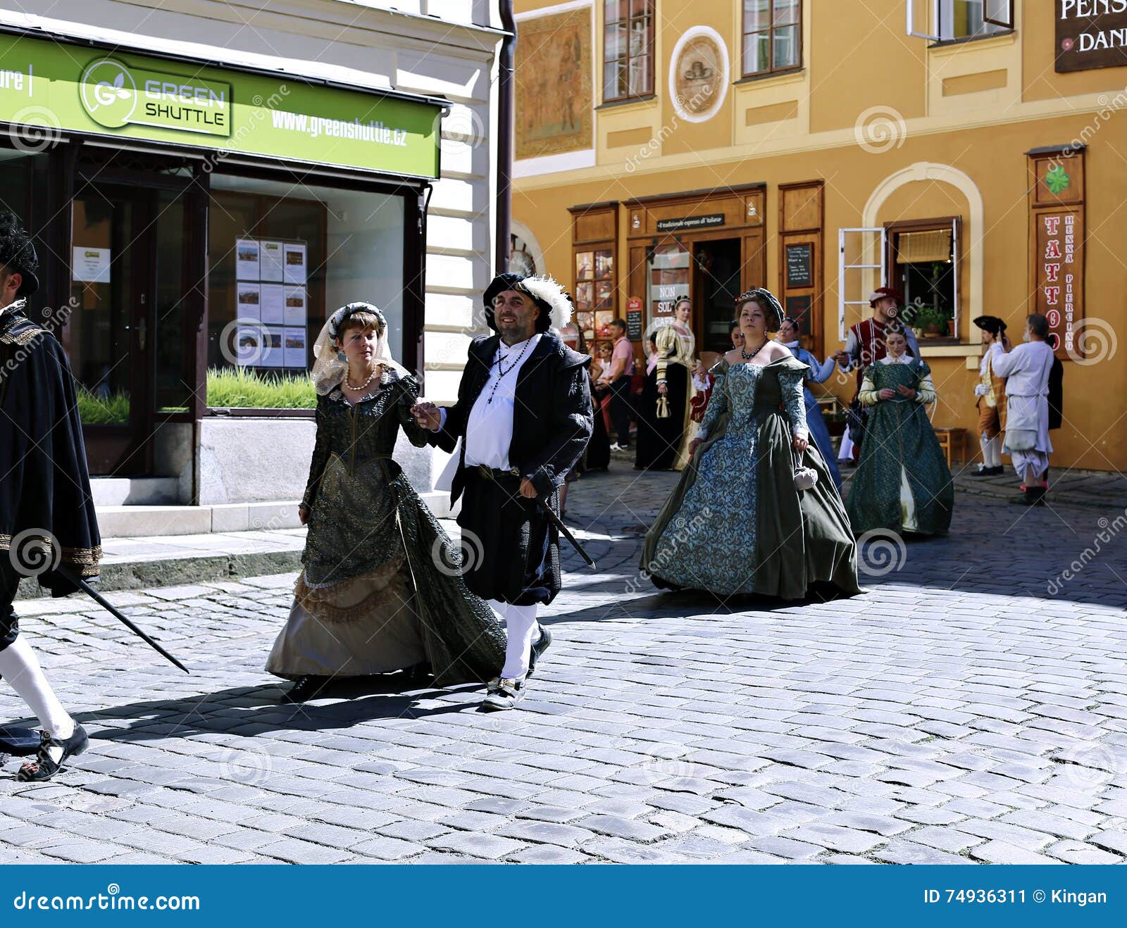 Five-petalled Rose Festival on Bystreet in Cesky Krumlov Editorial ...