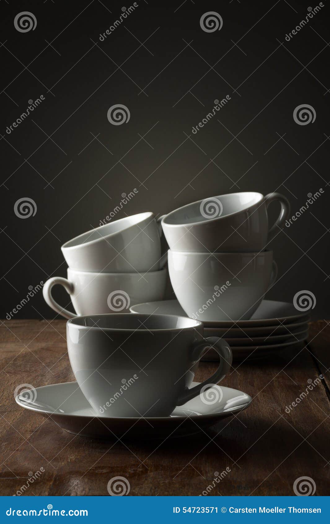 Five Plain White Ceramic Coffee or Tea Cups Stock Image Image of