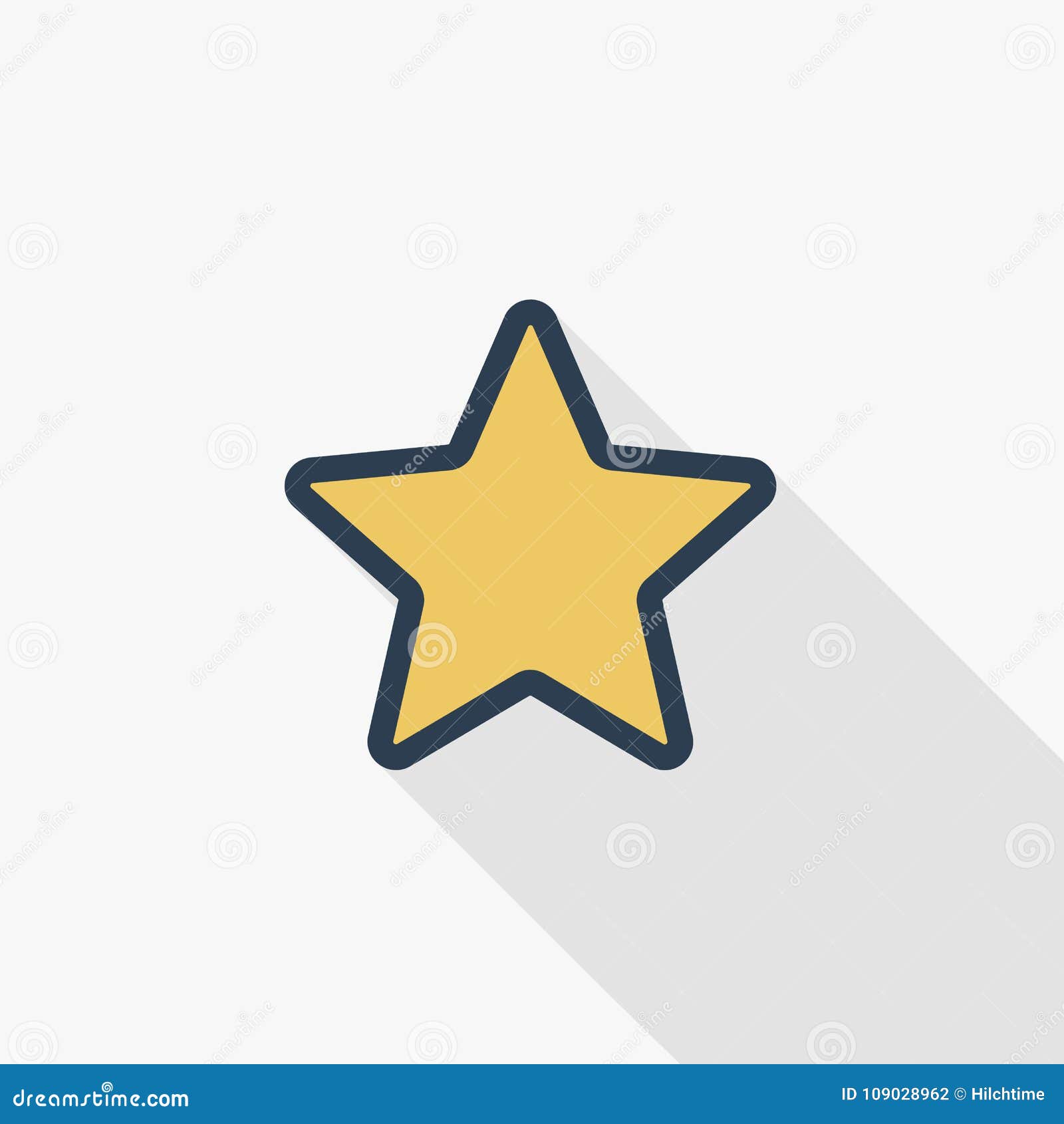 five-pointed star, bookmark thin line flat color icon. linear  . colorful long shadow .