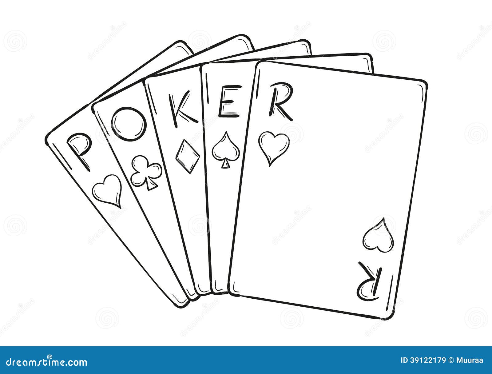 Five poker cards stock vector. Illustration of flush - 39122179