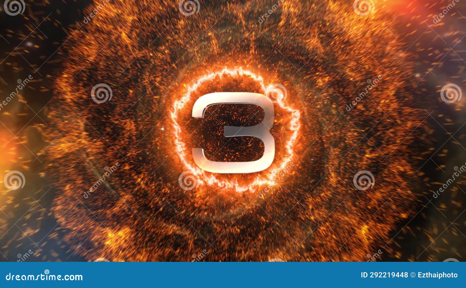 Five Seconds Countdown Timer with Abstract Fire Burst Energy Stock
