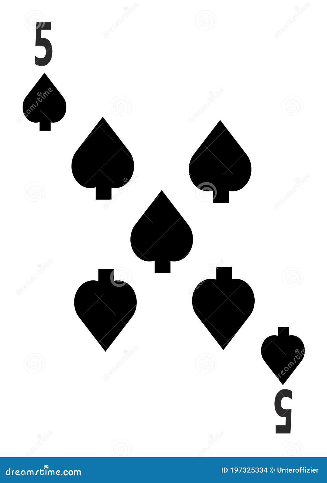 The Five of Spades Card in a Regular 52 Card Poker Playing Deck Stock Illustration