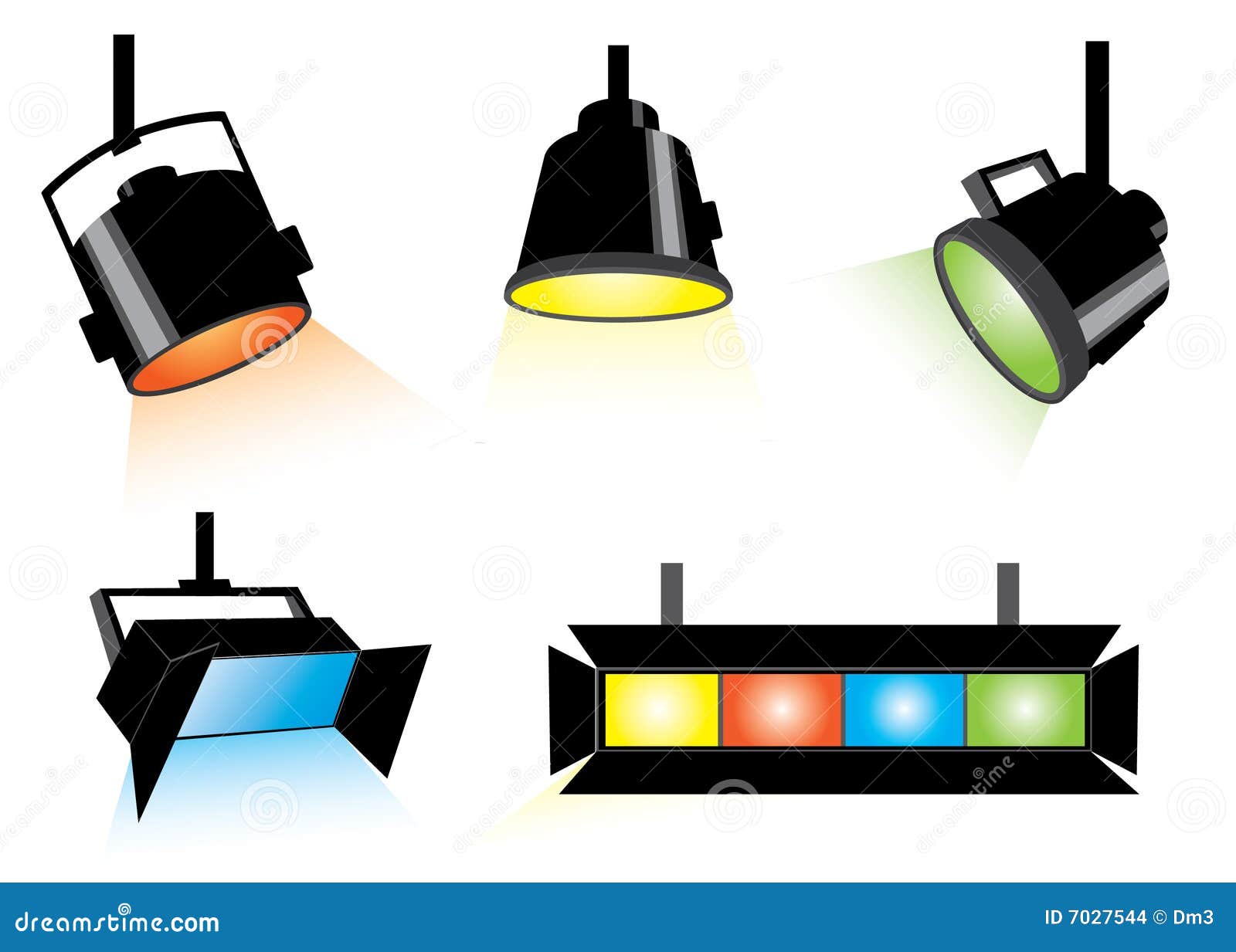 Five spotlights stock vector. Illustration of lighting 7027544