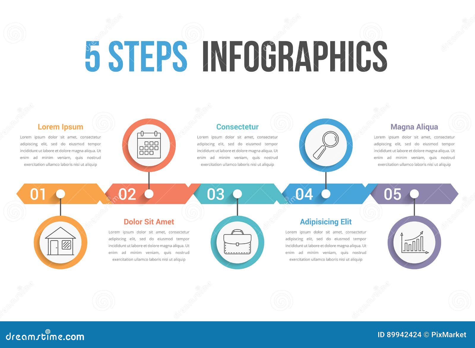 5 Steps Infographics Vector Design Template Simpleandeditable For Your