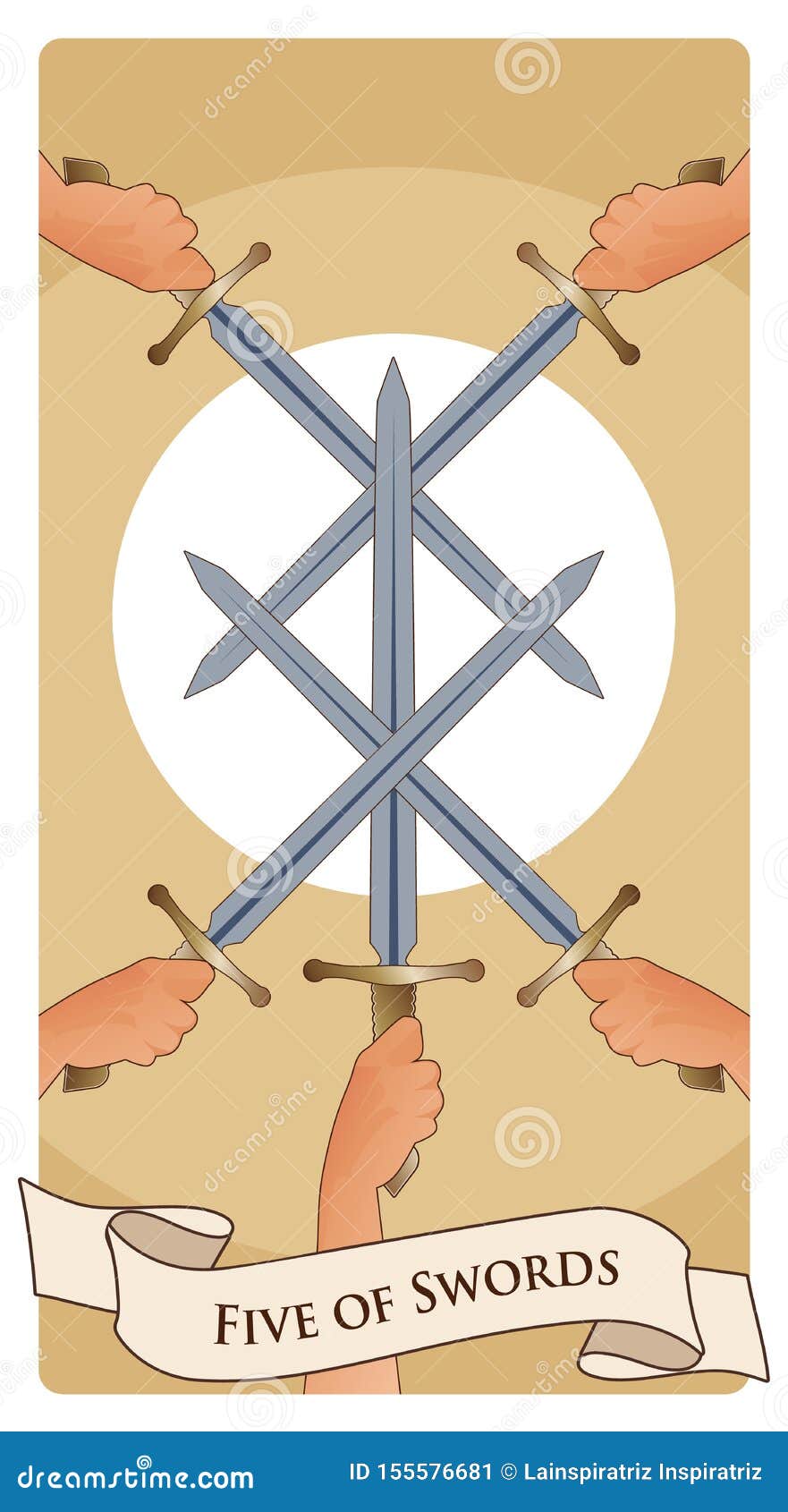 Five swords crossing on a symbolic Royalty Free Vector Image