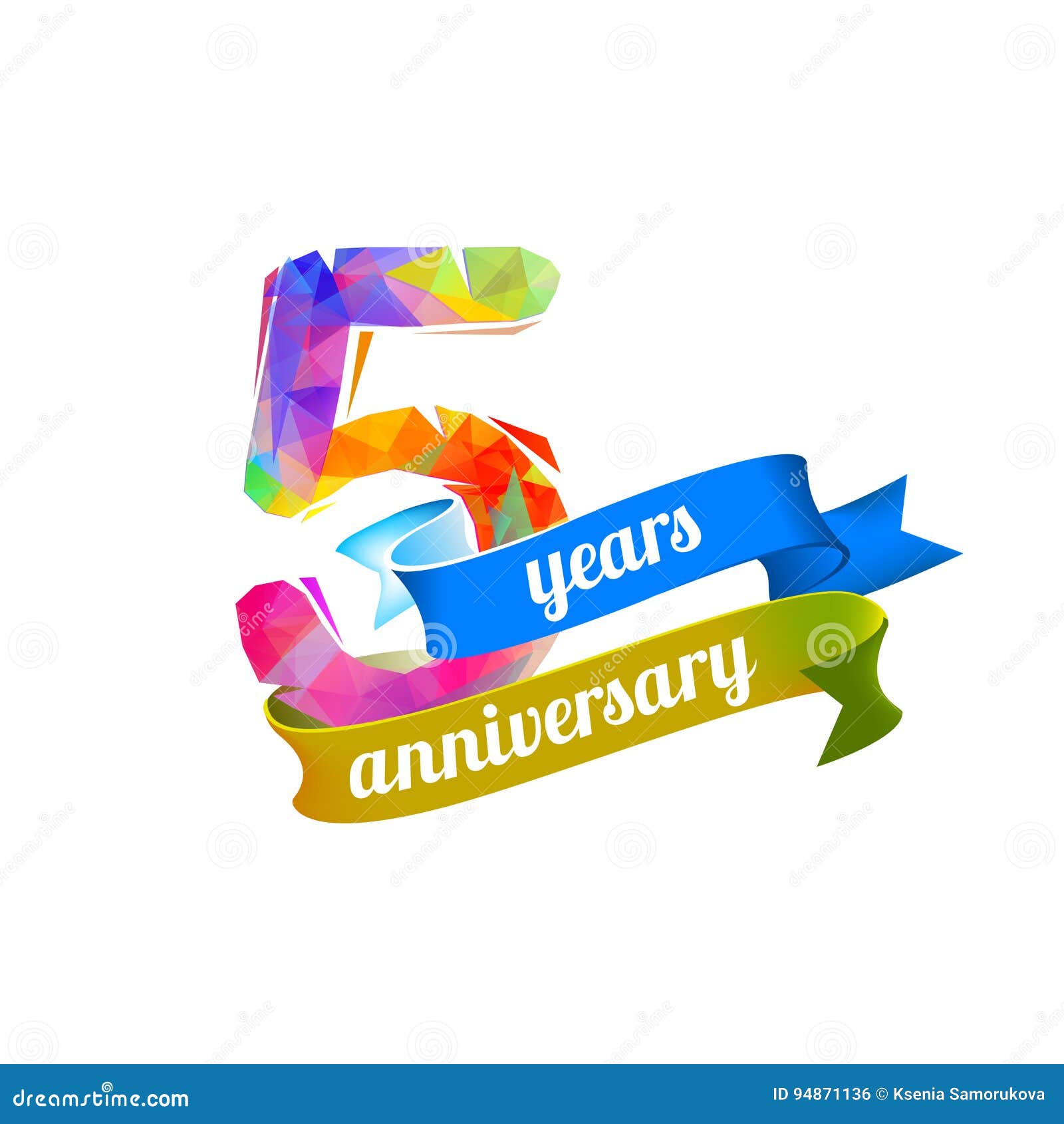 5 five years anniversary. stock vector. Illustration of sticker 94871136