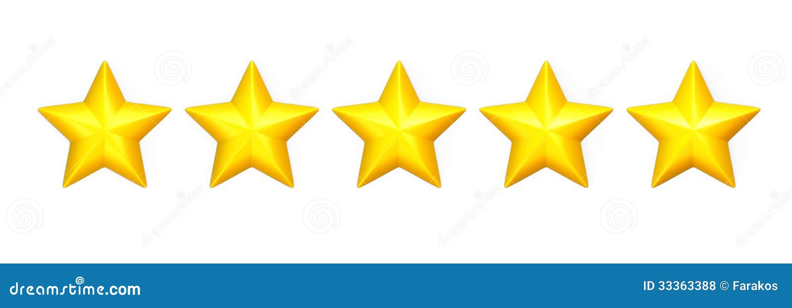 five yellow stars in a row on white