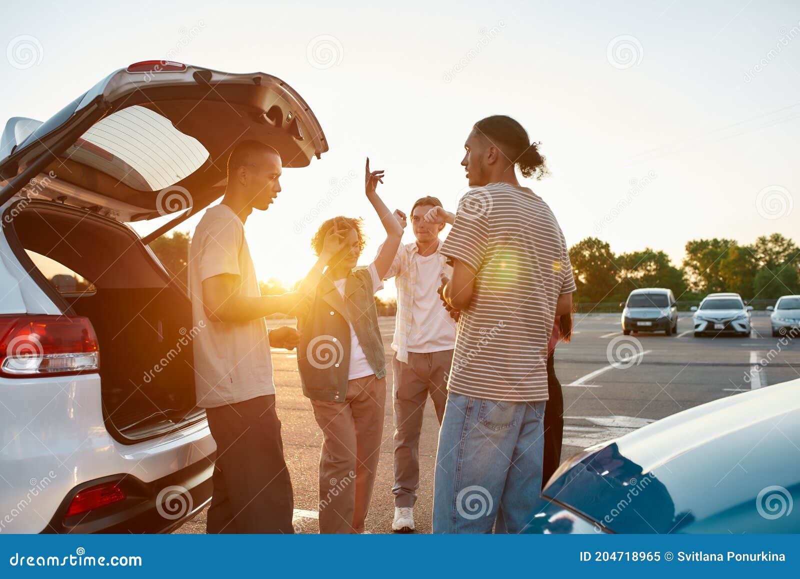 dancing outside the car