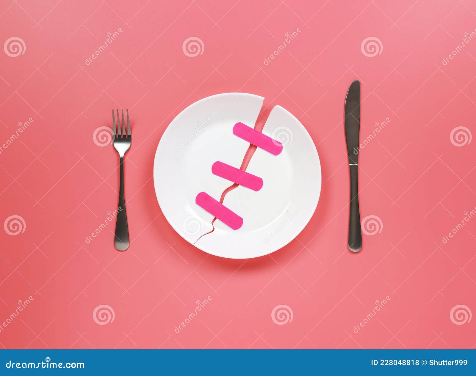 Fix the Broken Ceramic Dish with Adhesive Bandage Stock Photo Image