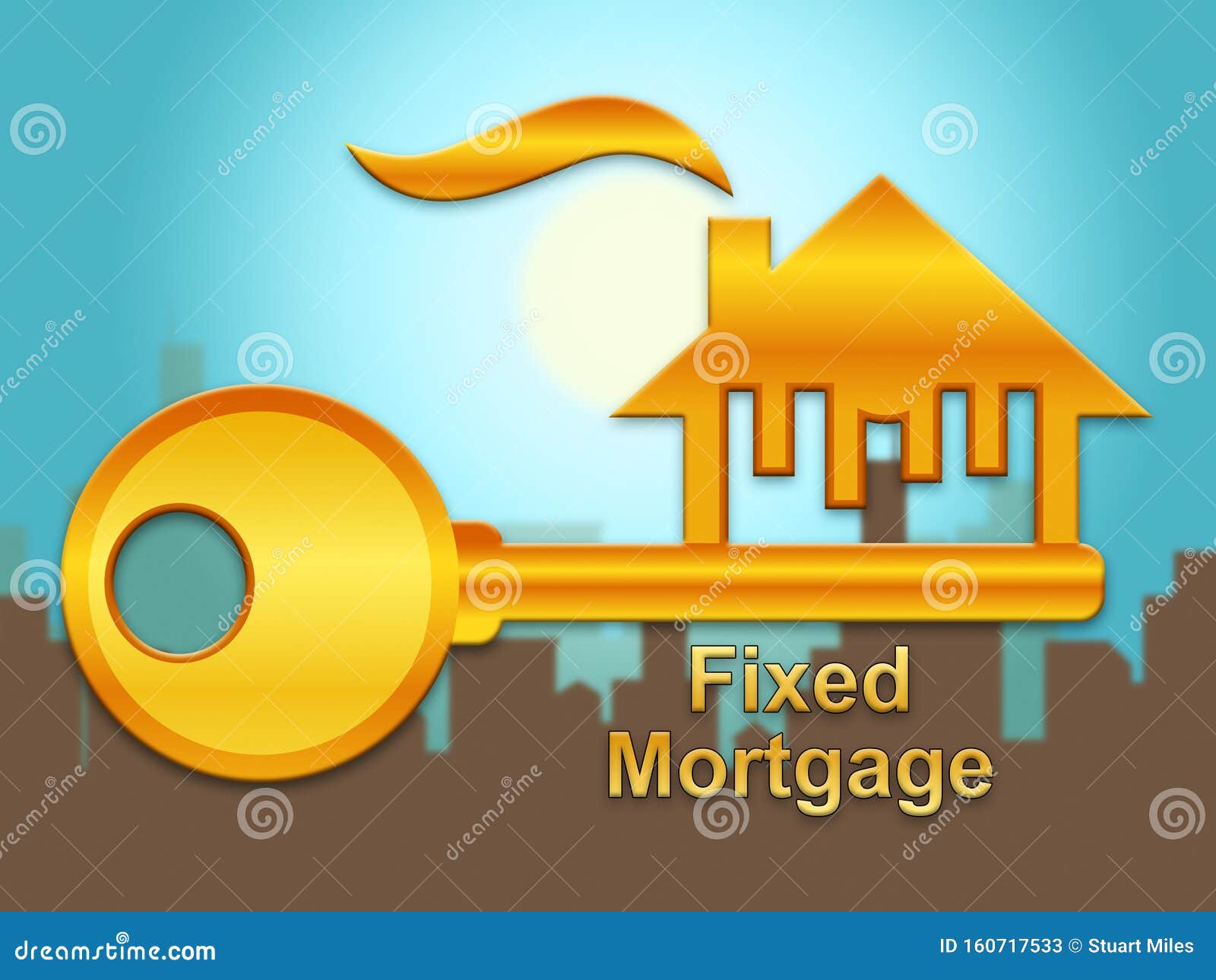 Fixed Rate Mortgage Icon Depicts Home or Property Loan with Payment Fix ...