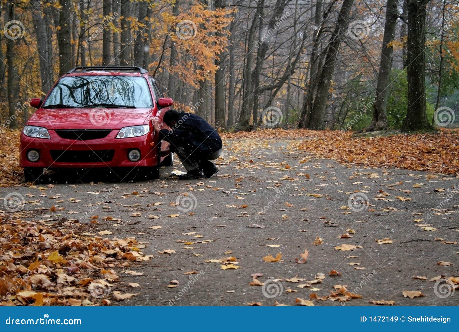 Fixing the car in forest stock image. Image of labor, engine 1472149