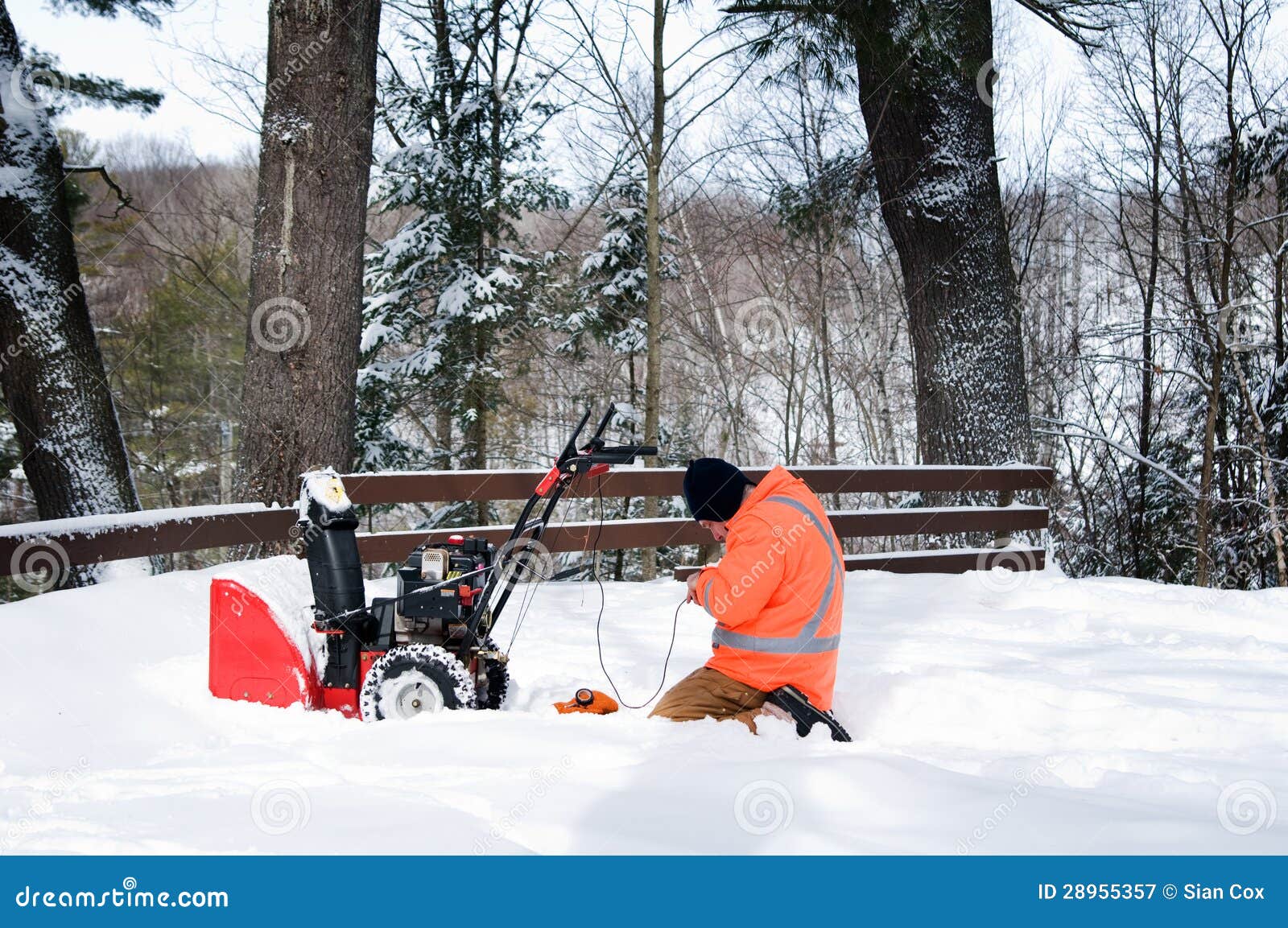 Fixing a snow blower stock image. Image of outdoors, blower 28955357