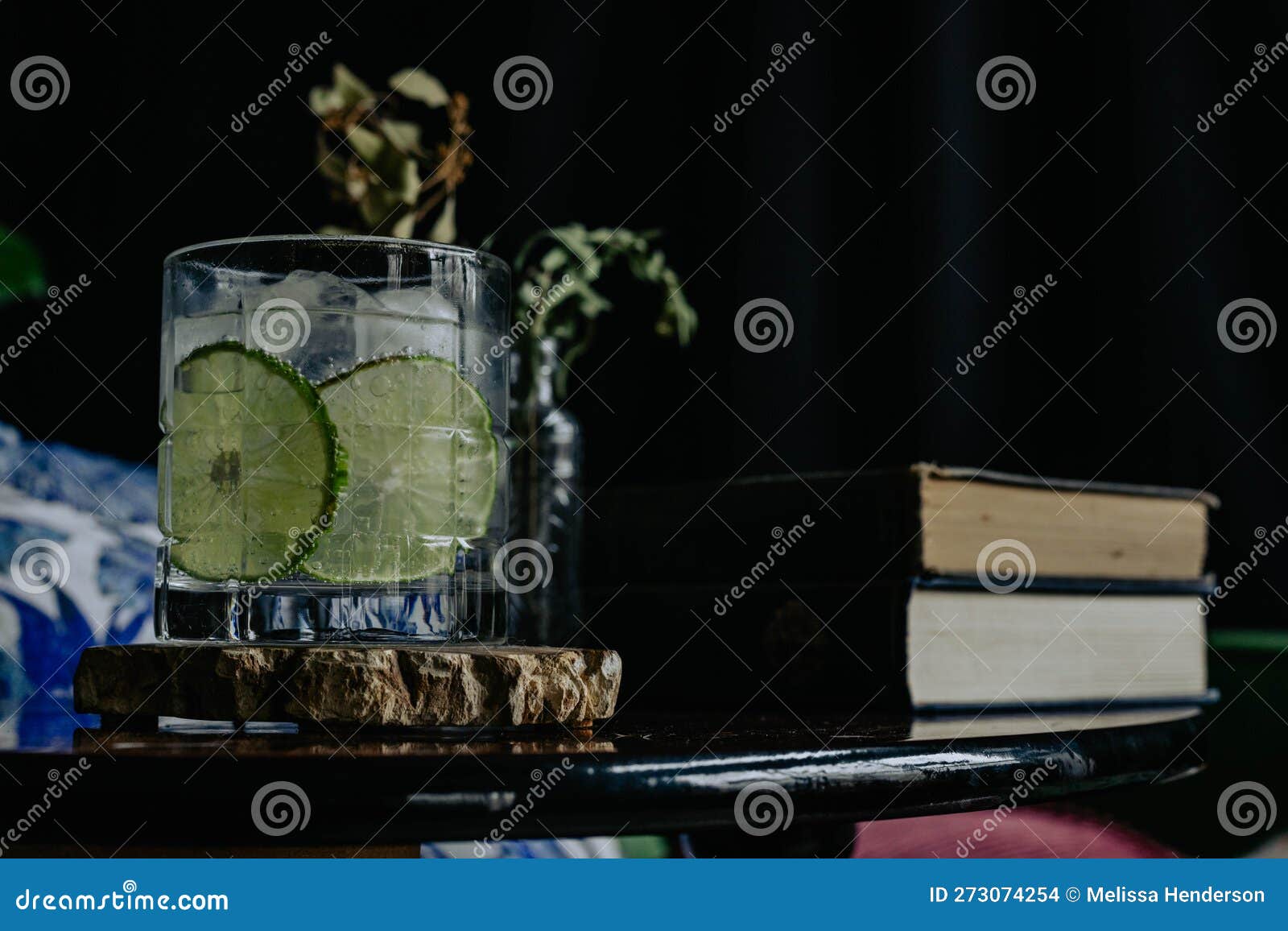 Fizzy Cocktail on a Table with Books Stock Photo Image of stone, dish