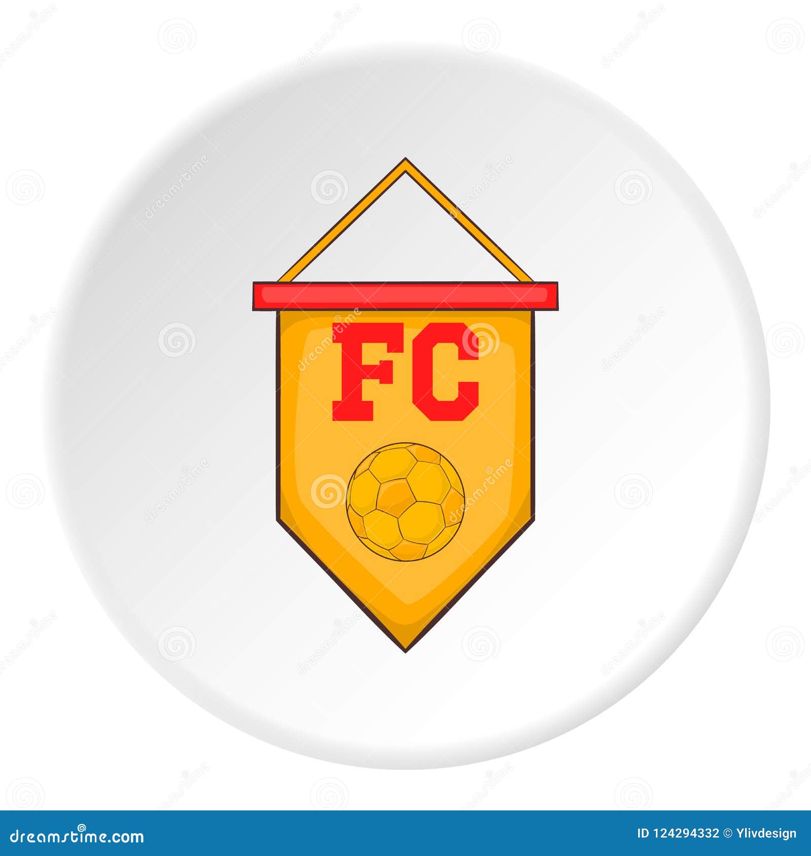 flâmula amarela com ícone de bola de futebol, estilo simples 15206923 Vetor  no Vecteezy